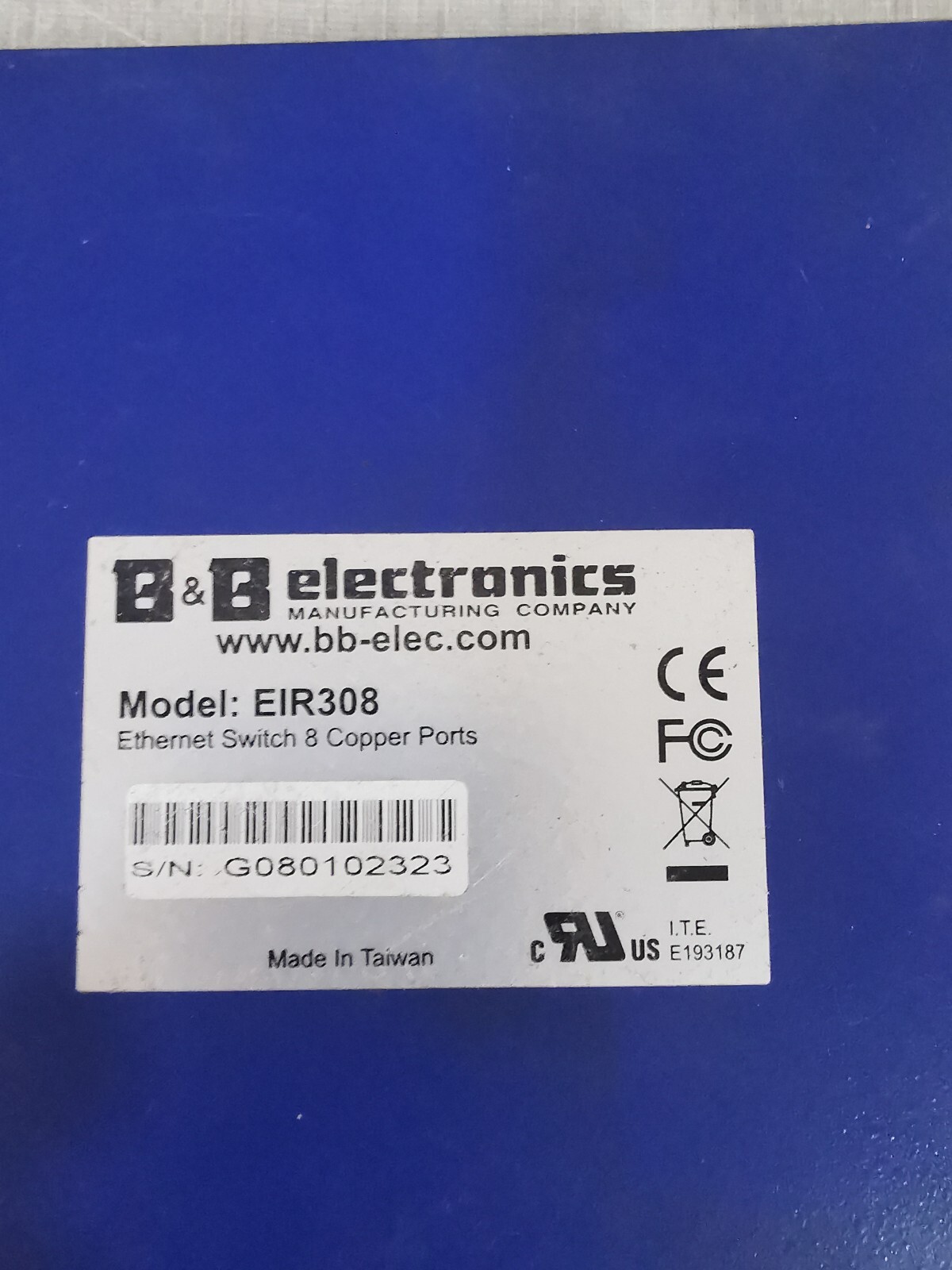 ELINX EIR308 ELINX B&B Electronics EIR308 Ethernet Switch 8 Copper Ports 2