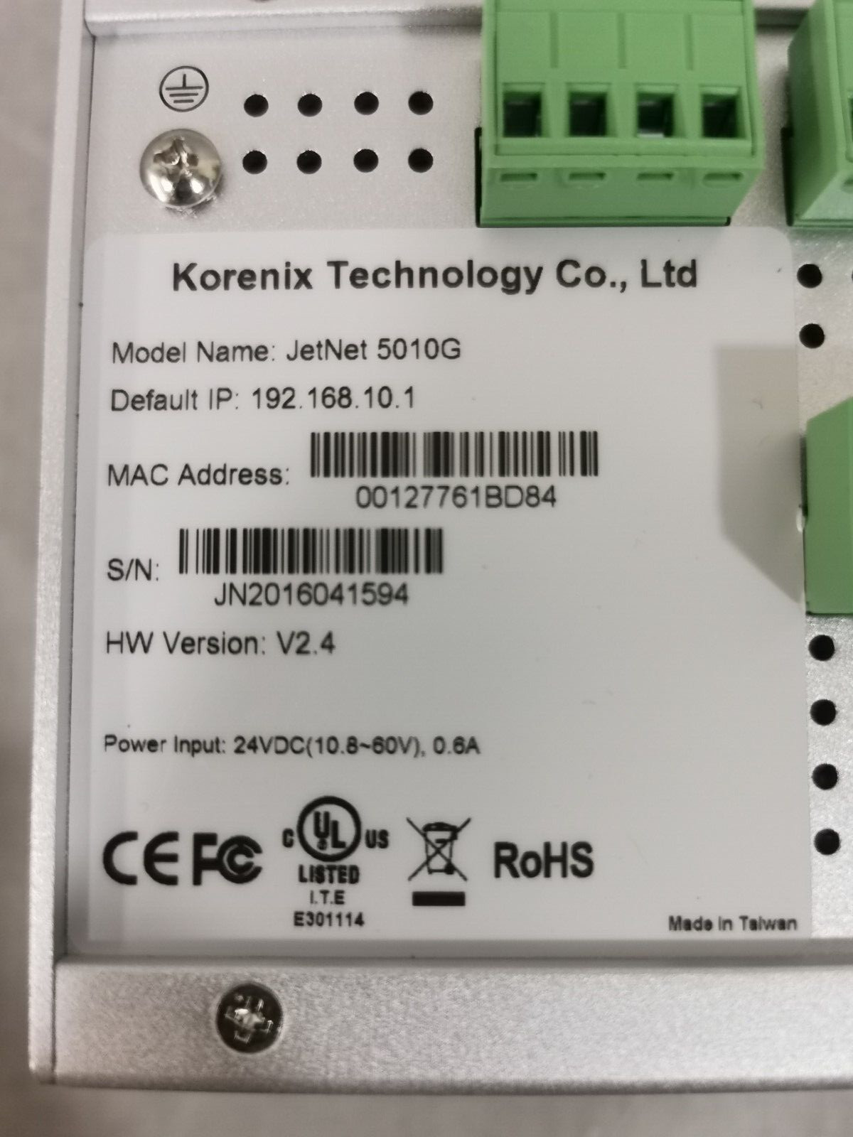 Korenix JETNET 169.200.1.39 Spare 2 Korenix JETNET 169.200.1.39/ 5010G Spare 2 Compact Ethernet Switch VER.V2.4 7