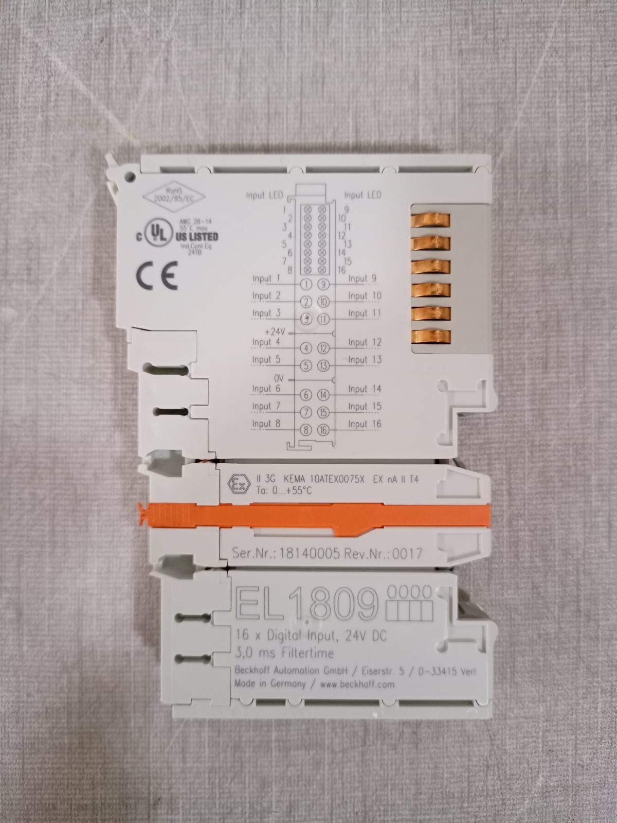 BECKHOFF EL1809 16-CHANNEL DIGITAL INPUT TERMINAL