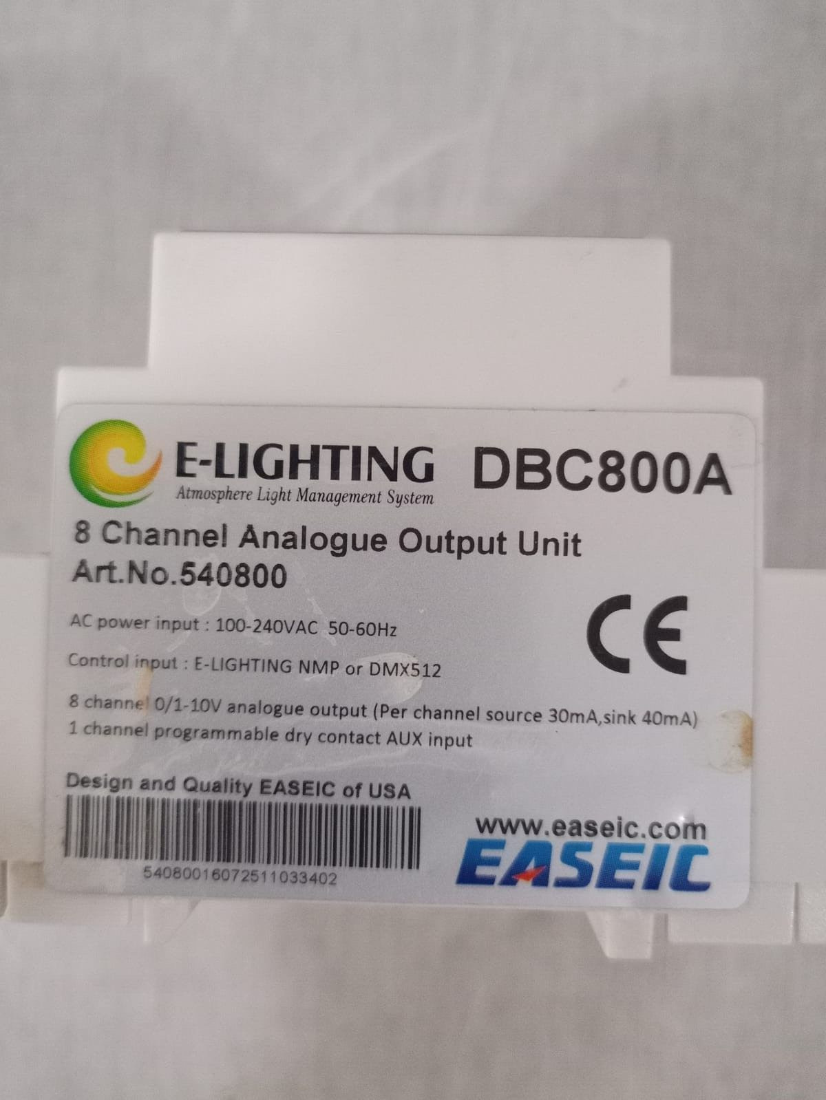 EASEIC E-LIGHTING 540800 EASEIC E-LIGHTING DBC800A 8 Channel Analogue Output Unit 540800 2