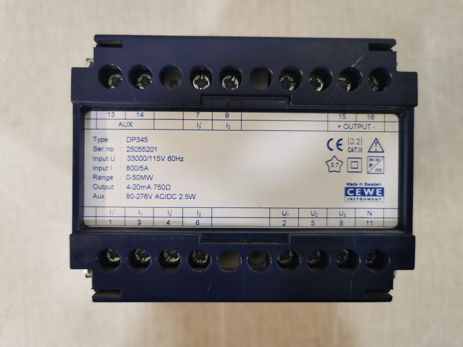 CEWE DP345 CEWE DP345 Transducer Input I 800/5A 2