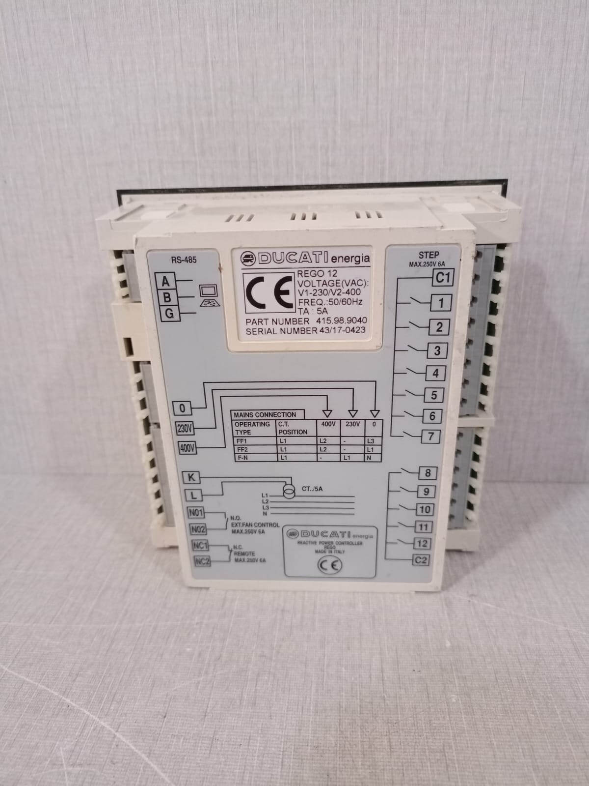 DUCATI REGO 12 DUCATI Energia REGO 12 Reactive Power Controller 4
