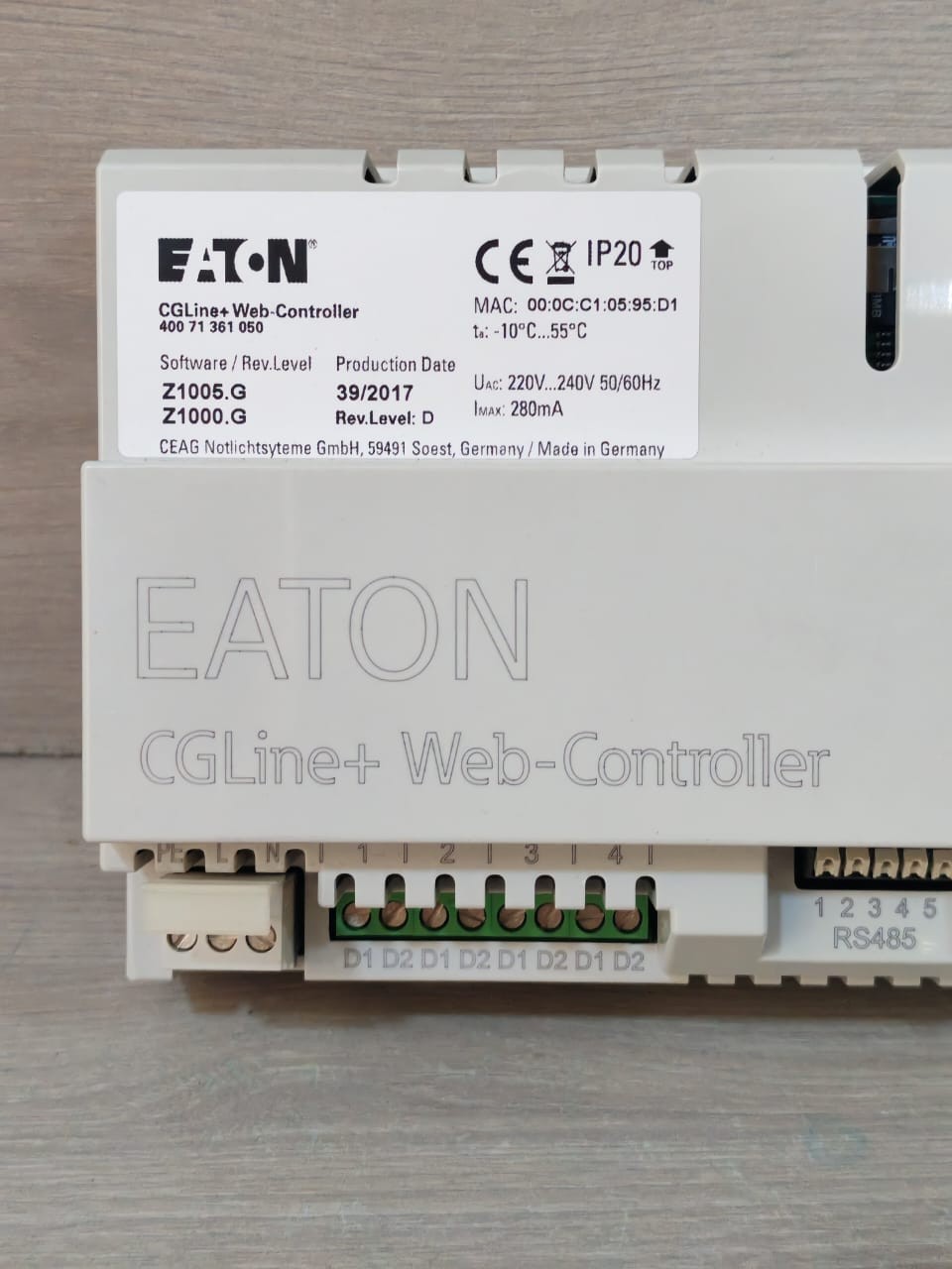 EATON CGLine+Web-Controller 400 71 361 050 EATON CGLine+Web-Controller 400 71 361 050 Software Rev,Level D Z1005.G/Z1000.G 2