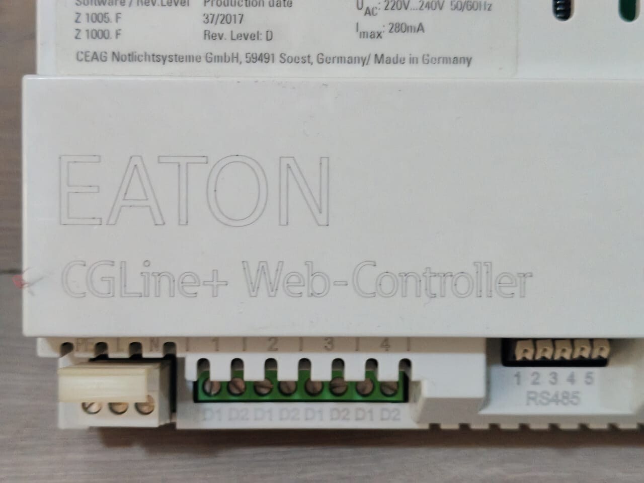 EATON Z1005.F / Z 1000.F REV.D EATON JSB CGLine+Web-Controller 400 71 361 074 Software Rev,Level Z1005.F REV.D 3