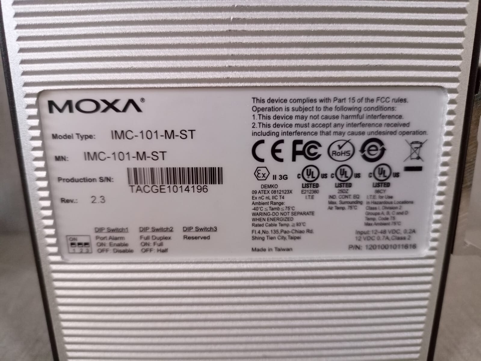Moxa IMC-101-M-ST MOXA IMC-101-M-ST V2.3 INDUSTRIAL MEDIA CONVERTER - W/O ORIGINAL BOX 5