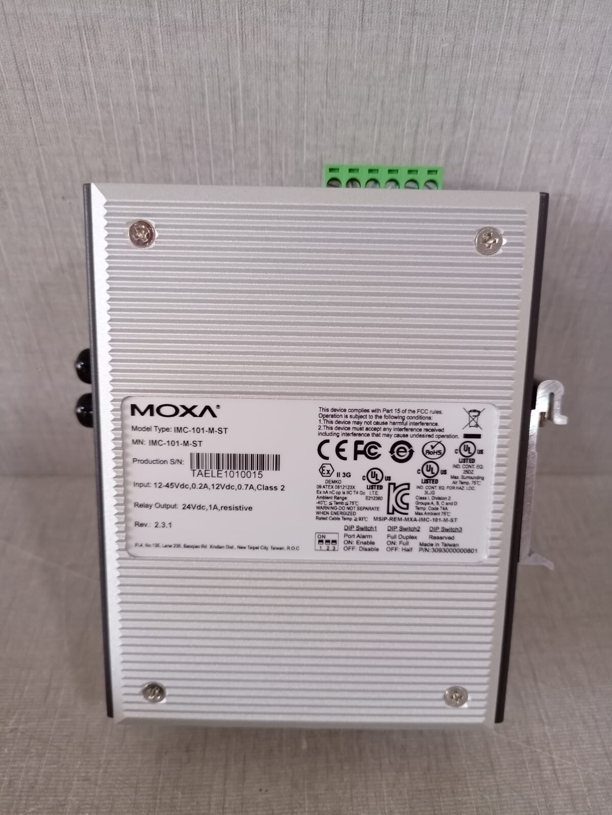 Moxa IMC-101-M-ST MOXA IMC-101-M-ST V2.3.1 INDUSTRIAL MEDIA CONVERTER 12-45VDC 24VDC 6