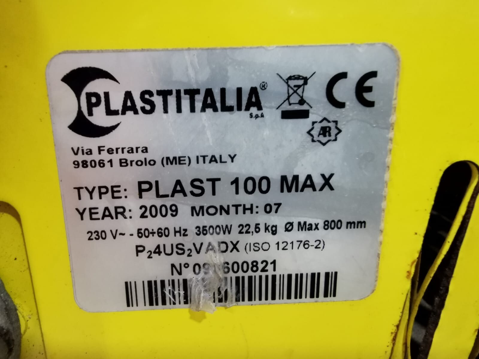 PLASTITALIA PLAST-100 PLASTITALIA PLAST 100 MAX ELECTROFUSION WELDING MACHINE 230V 50/60Hz 5