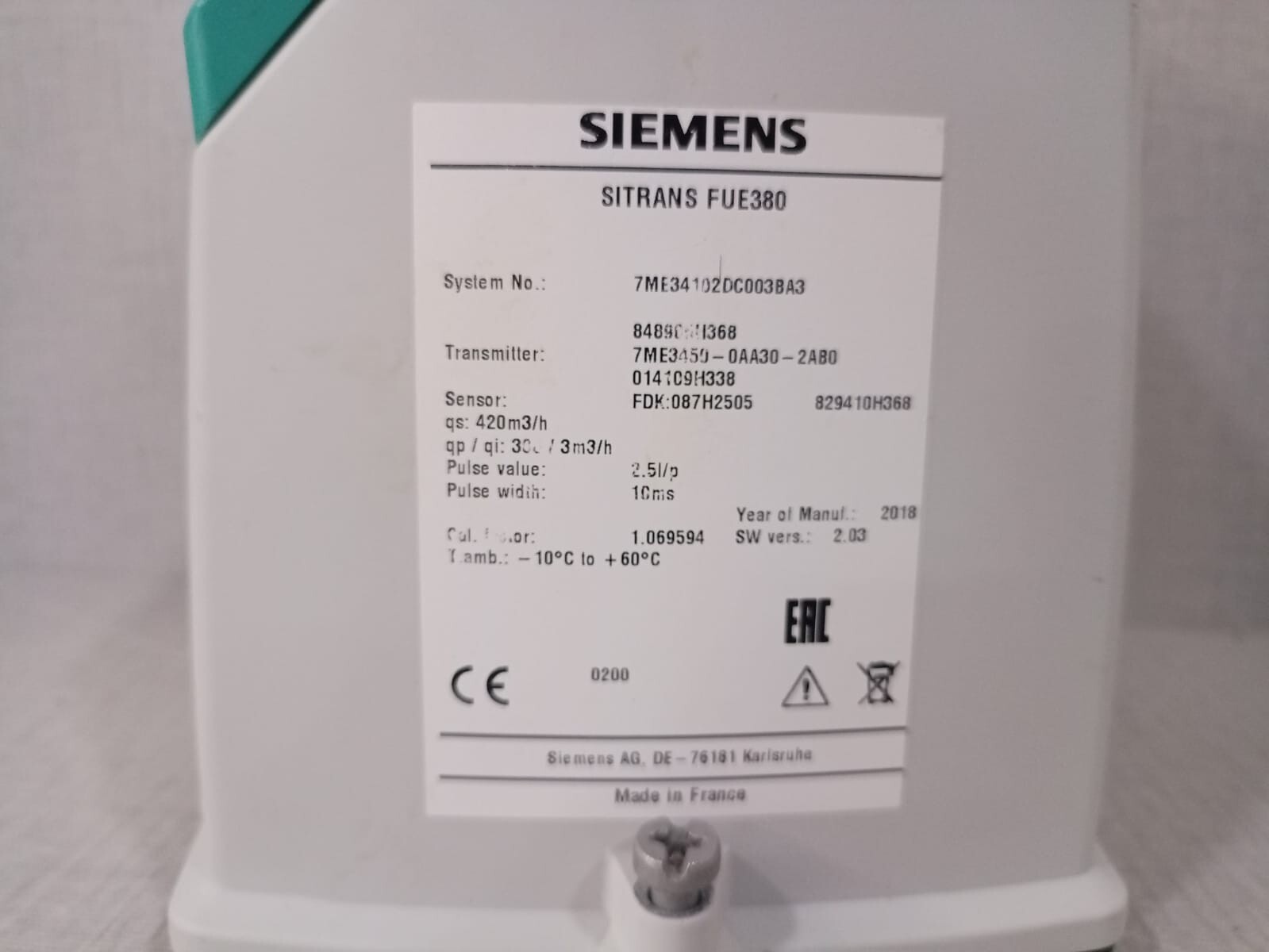 Siemens FUE080/7ME3450-0AA30-2AB0 Siemens Sitrans FUE080/7ME3450-0AA30-2AB0 115-230VAC,50/60HZ,2.5VA 3
