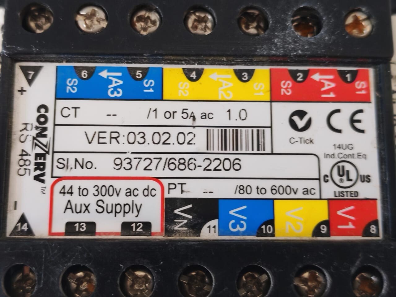 CONZERV Conzerv EM6400 CONZERV EM6400 VER 03.02.02 LOAD MANAGER DIGITAL CONTROL 44-300V 6