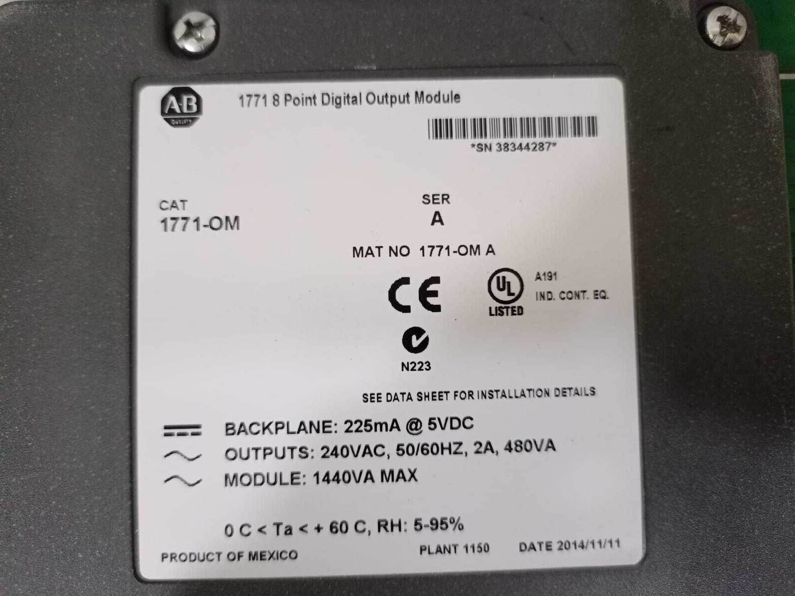 Allen-Bradley 1771-OM 1771-OM | Allen Bradley | Digital Output Module, 8 Point, Ser A 5