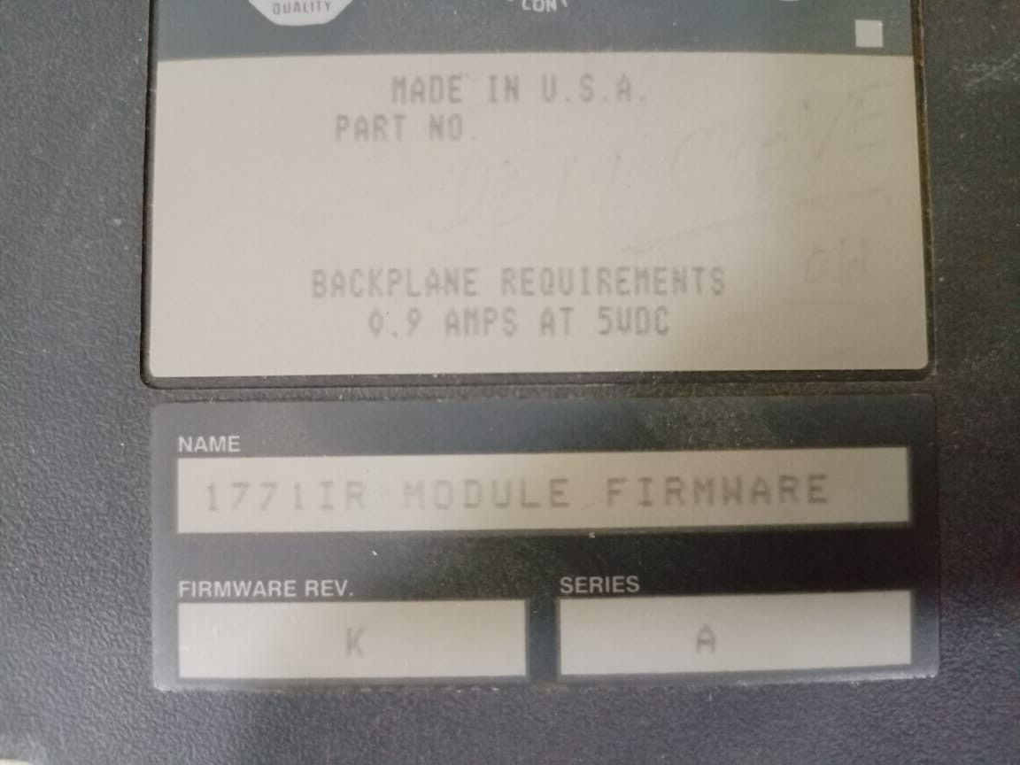 Allen-Bradley 1771-IR | Ser A | Rev K Allen Bradley 1771-IR Input Module Resistance Temp. Detector / Ser A / Rev K 8