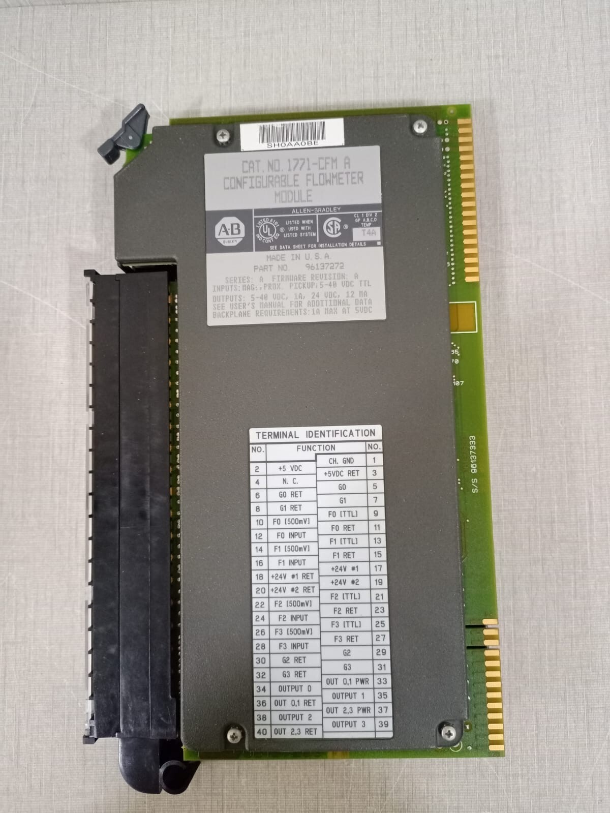 Rockwell Automation 1771-CFM Allen Bradley 1771-CFM A Configurable Flowmeter Module | Ser A | F/W Rev A 3