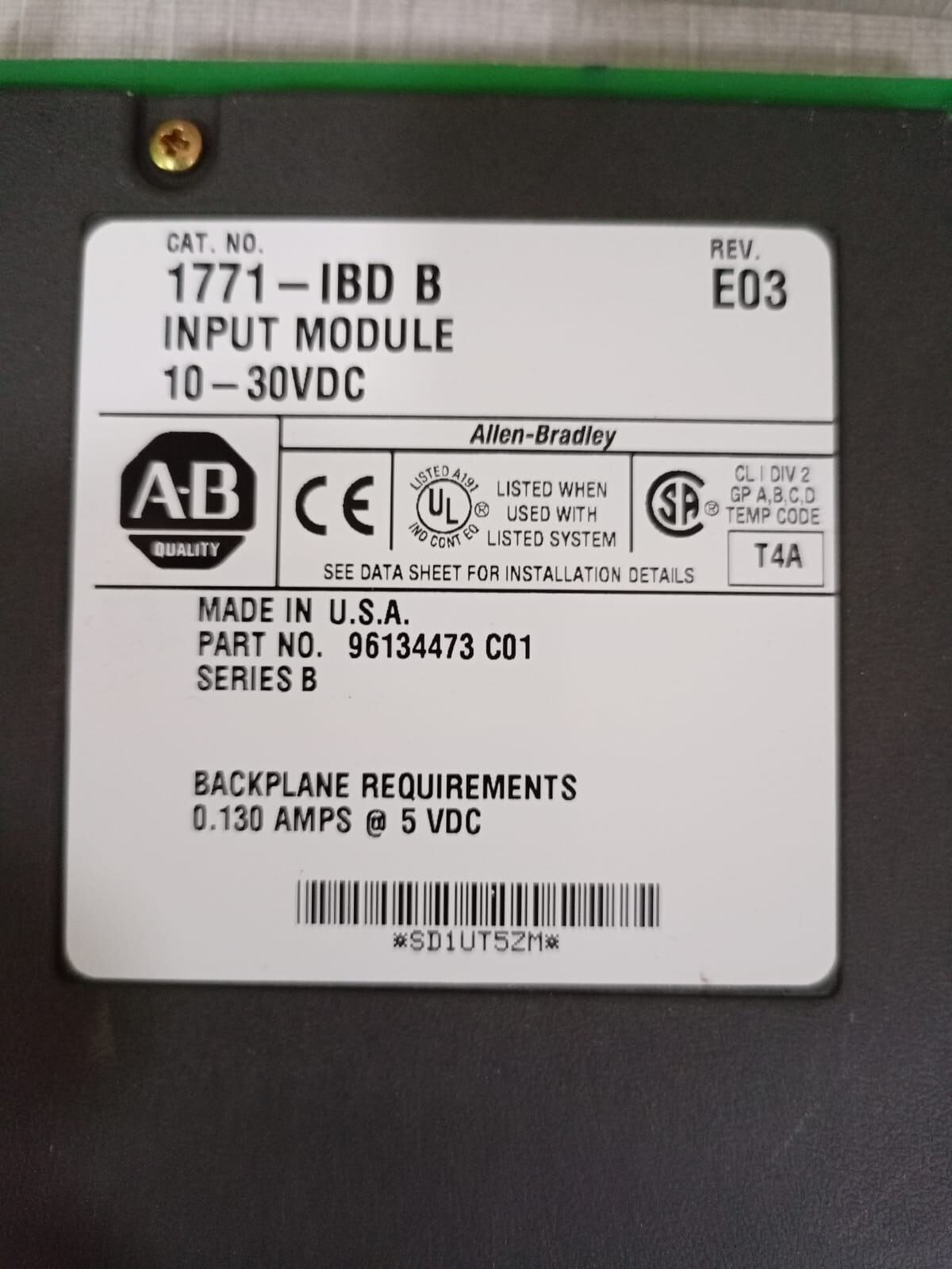 Allen-Bradley 1771-IBD Allen Bradley 1771-IBD B Input Module | Ser B | Rev E03 | 10-30VDC 3