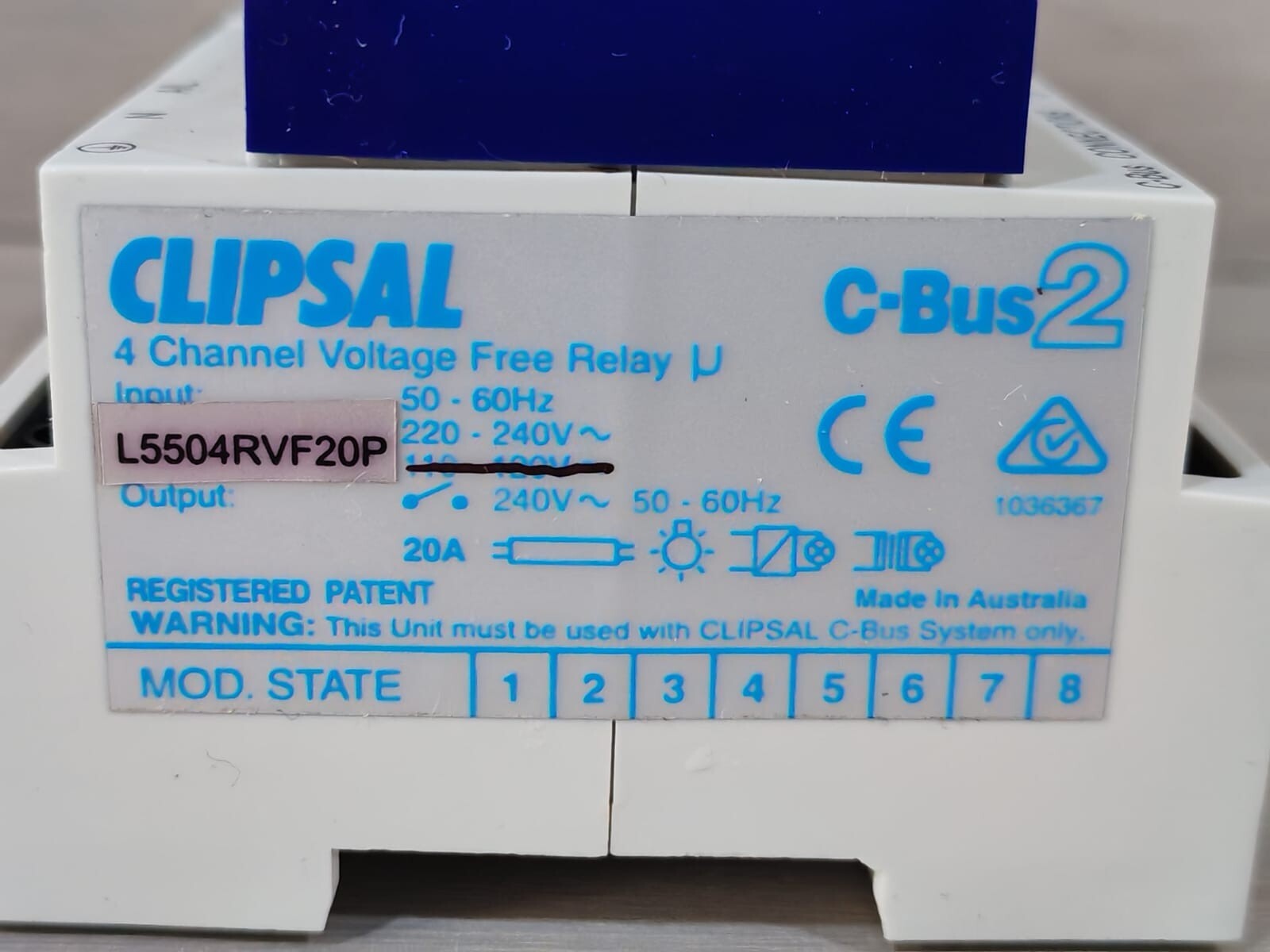 Clipsal L5504RVF20P CLIPSAL C-BUS2 L5504RVF20P 4CHANNEL VOLTAGE FREE RELAY MFG-2004 9