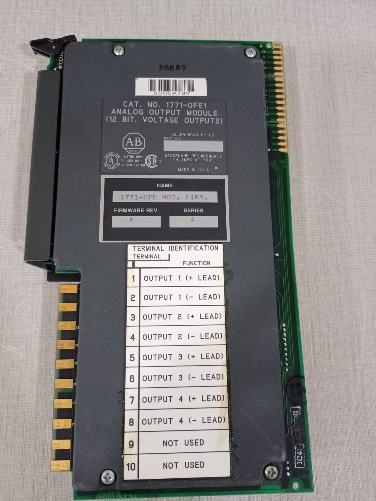 Allen Bradley 1771-OFE1 Analog Output Module 12 Bit | F/W Rev B | Ser A