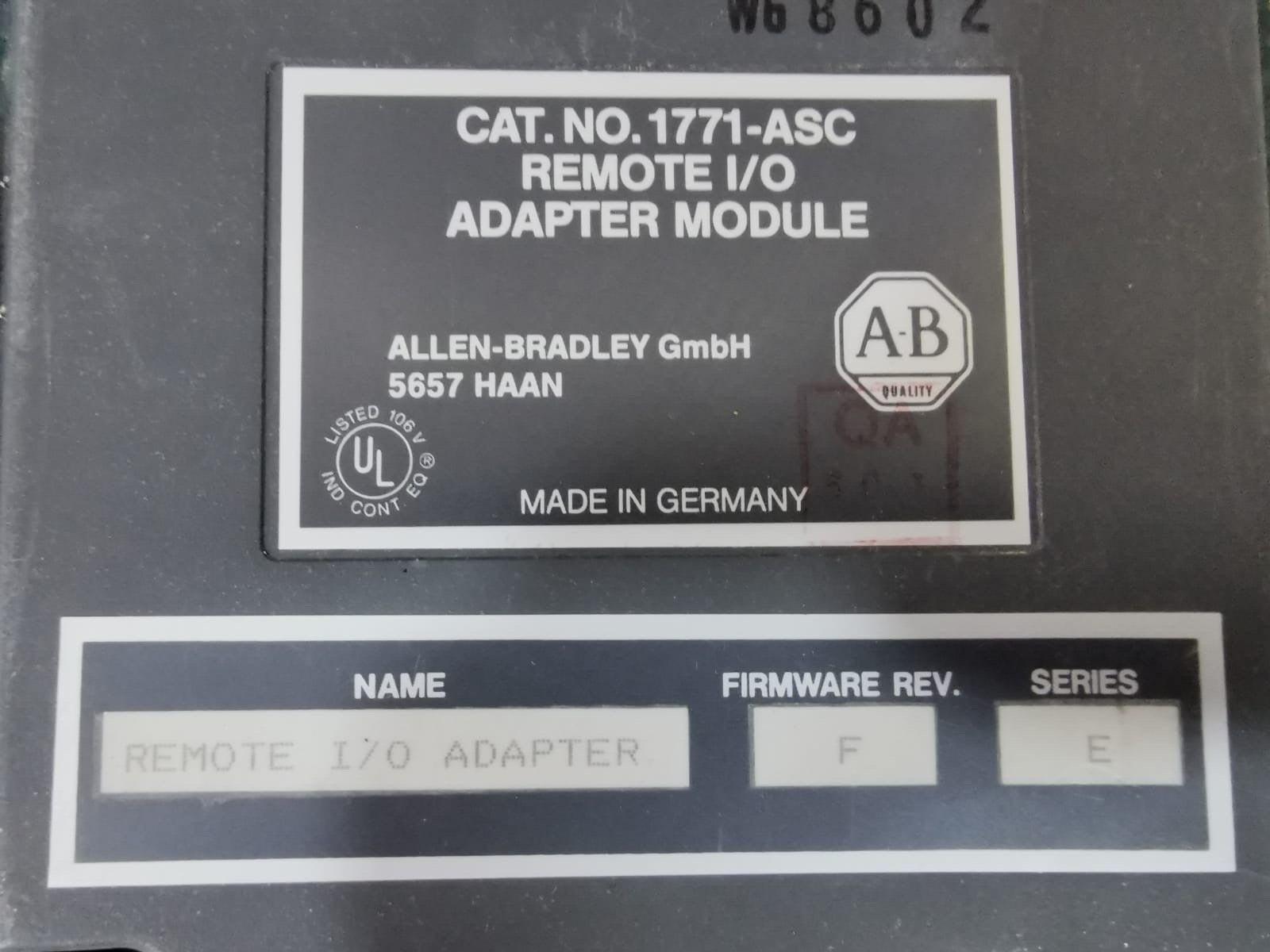 Allen-Bradley 1771-ASC Allen Bradley 1771-ASC Remote I/O Adapter Module Firmware Rev. F |Ser E 3