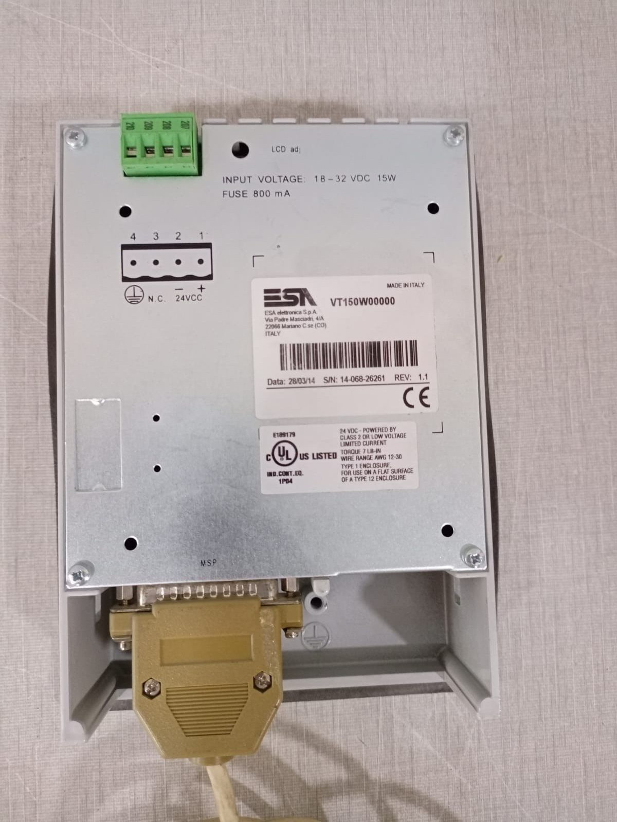 ESA VT150W00000 REV.1.1 ESA VT150W / VT150W00000 REV.1.1 Operator Panel 8