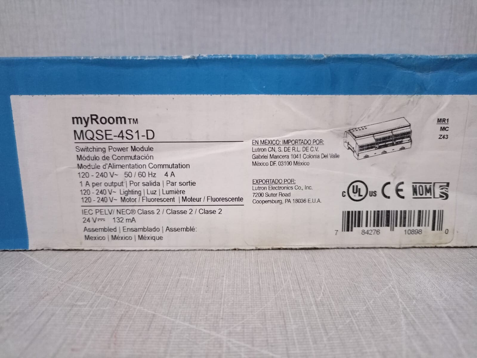 Lutron MQSE-4S1-D Lutron MQSE-4S1-D 120-240 V -56-60 HZ 4A Switching Power Module 3