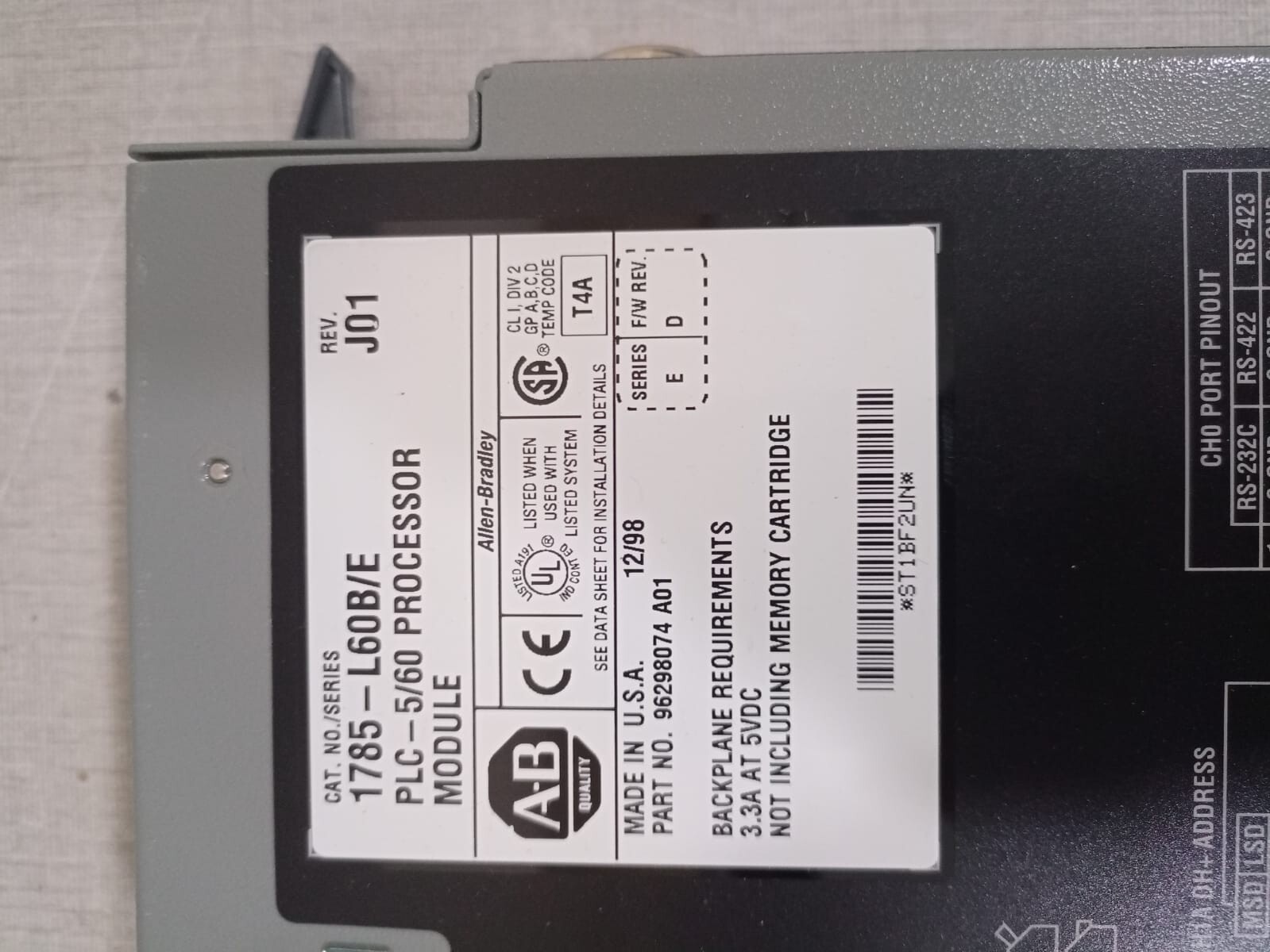 Allen-Bradley 1785-L60B/E Allen-Bradley 1785-L60B/E PLC-5/60 Processor Module REV J01 6