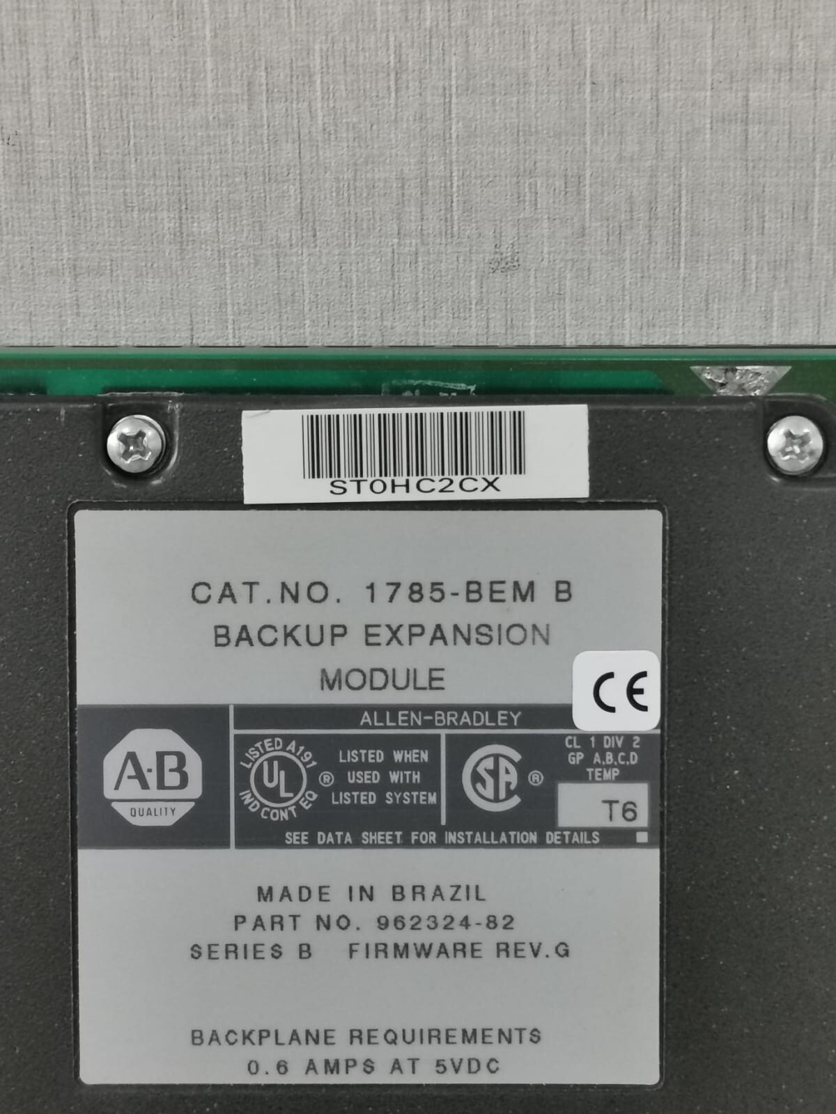 Allen-Bradley 1785-BEM B Allen-Bradley 1785-BEM B Backup Expansion Module 962324-82 Firmware Rev. G 2