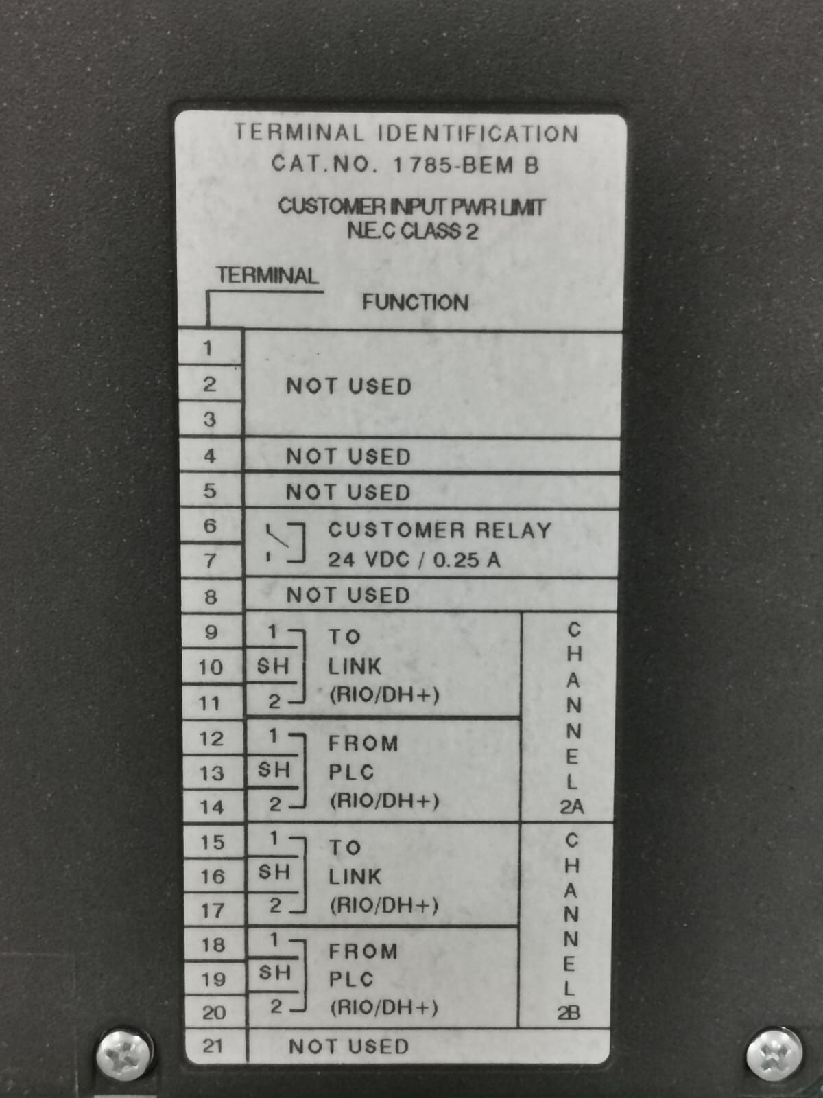 Allen-Bradley 1785-BEM B Allen-Bradley 1785-BEM B Backup Expansion Module 962324-82 Firmware Rev. G 3