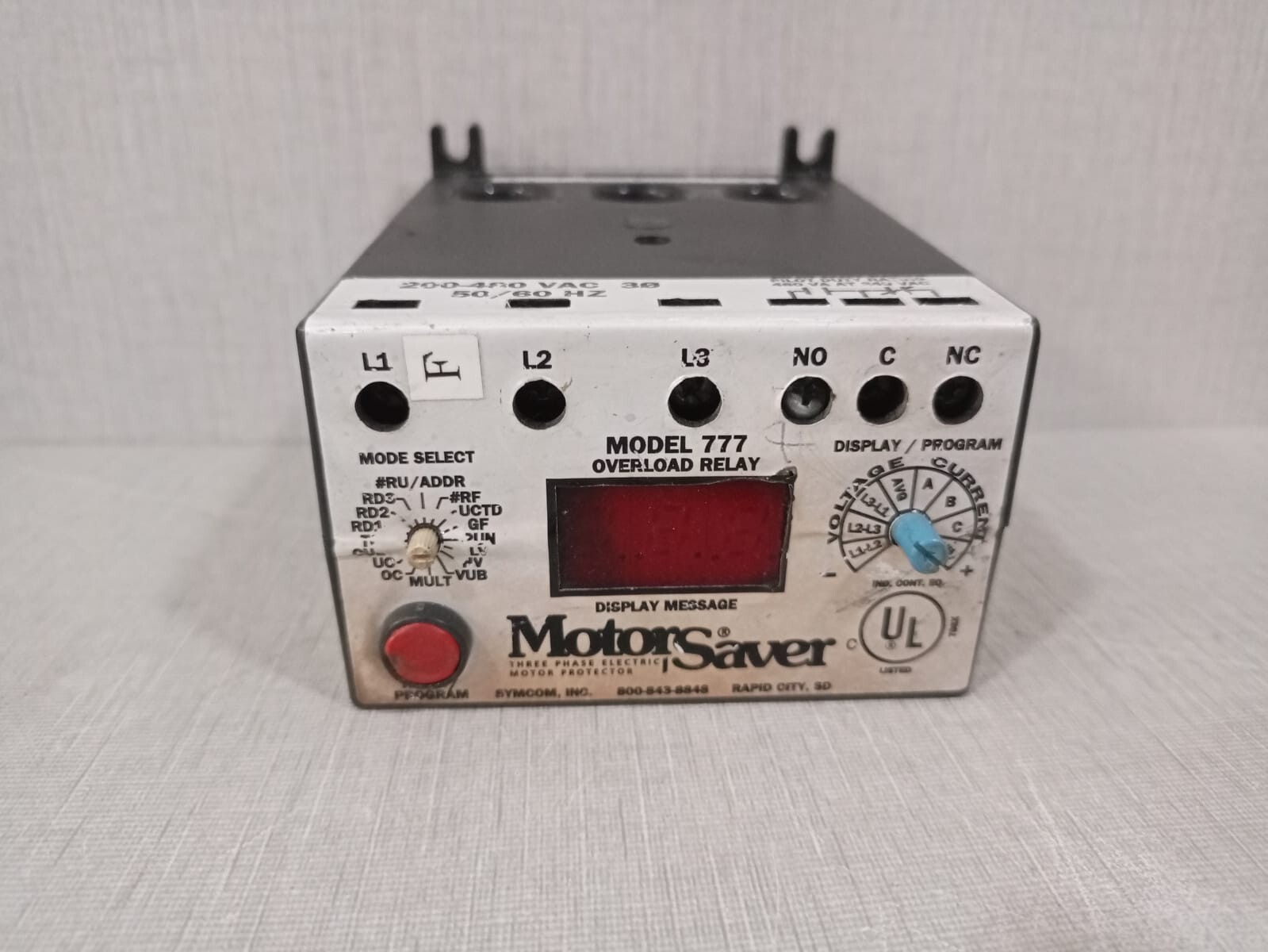 Motorsaver Model 777 Overload Relay/Three Phase Electric Motor Protector
