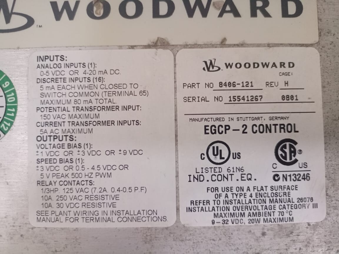 Woodward EGCP-2 WOODWARD EGCP-2 DIGITAL CONTROL 8406-121 REV H 4