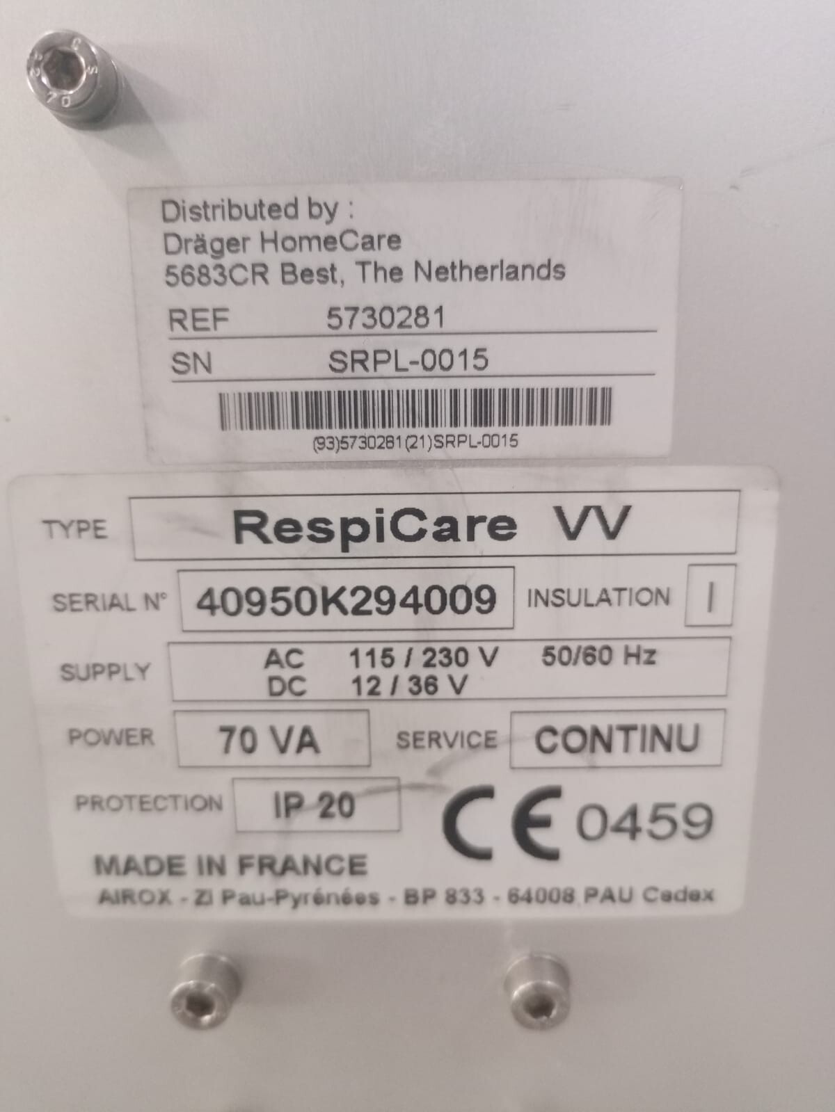 Drager LUNG Lung fan DRAGER RespiCare VV 5
