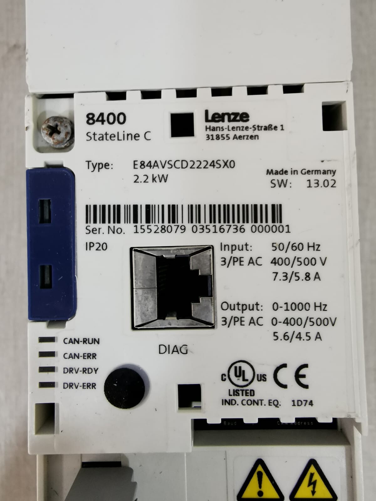 Lenze 8400 / E84AVSCD2224SX0 Lenze 8400 Stateline C E84AVSCD2224SX0 2.2kW 2