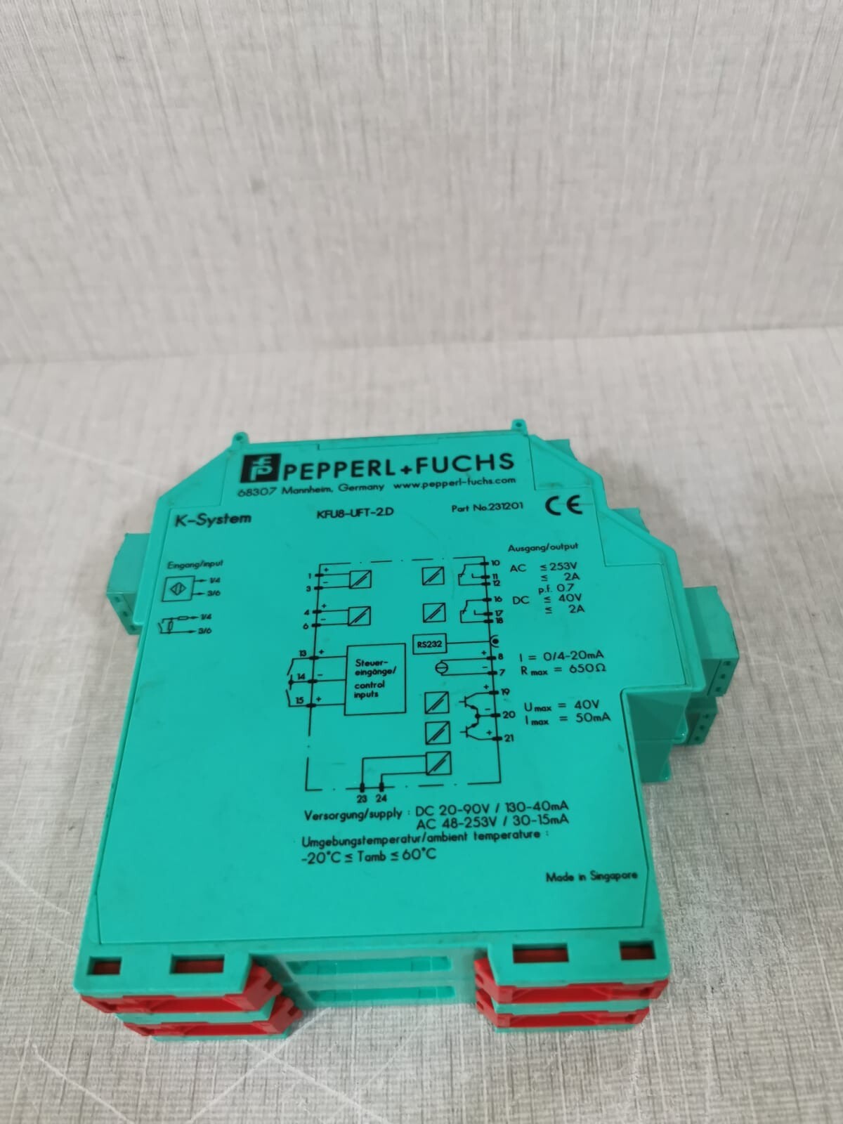 Pepperl+Fuchs KFU8-UFT-2.D Pepperl+Fuchs K System KFU8-UFT-2.D/ Part No. 231201 3