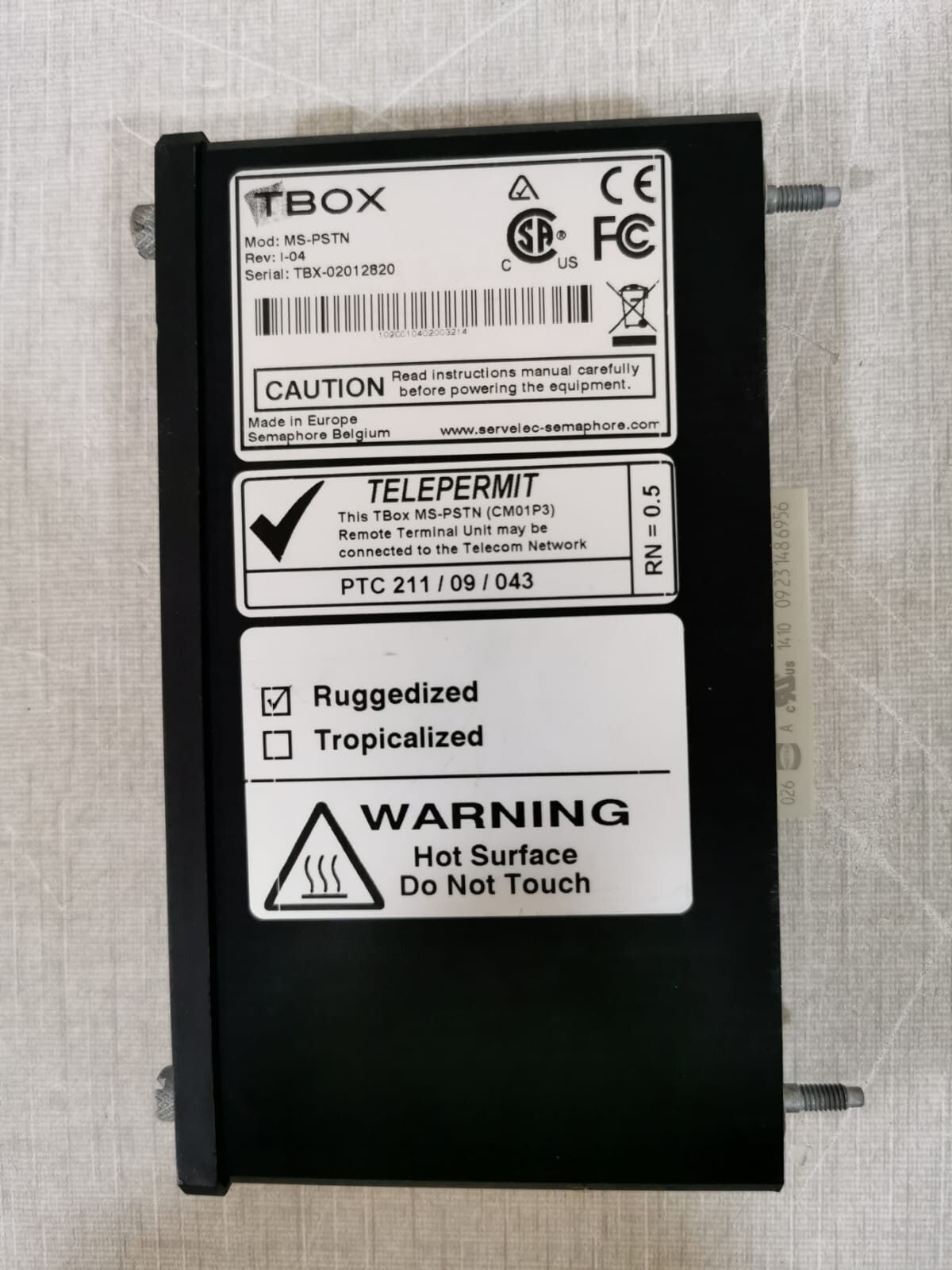 TBox MS-PSTN TBox MS-PSTN Power Supply/ Rev. I-04 / TBX-02012820 2