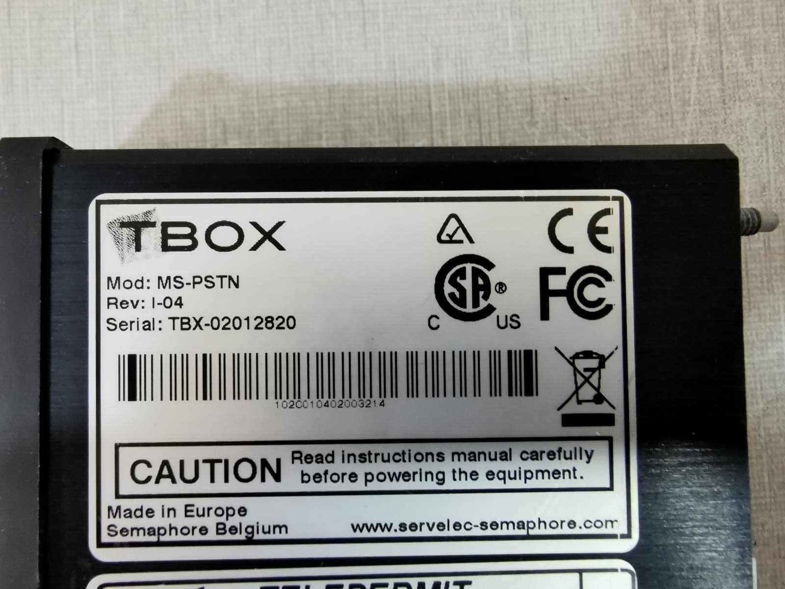 TBox MS-PSTN TBox MS-PSTN Power Supply/ Rev. I-04 / TBX-02012820 3