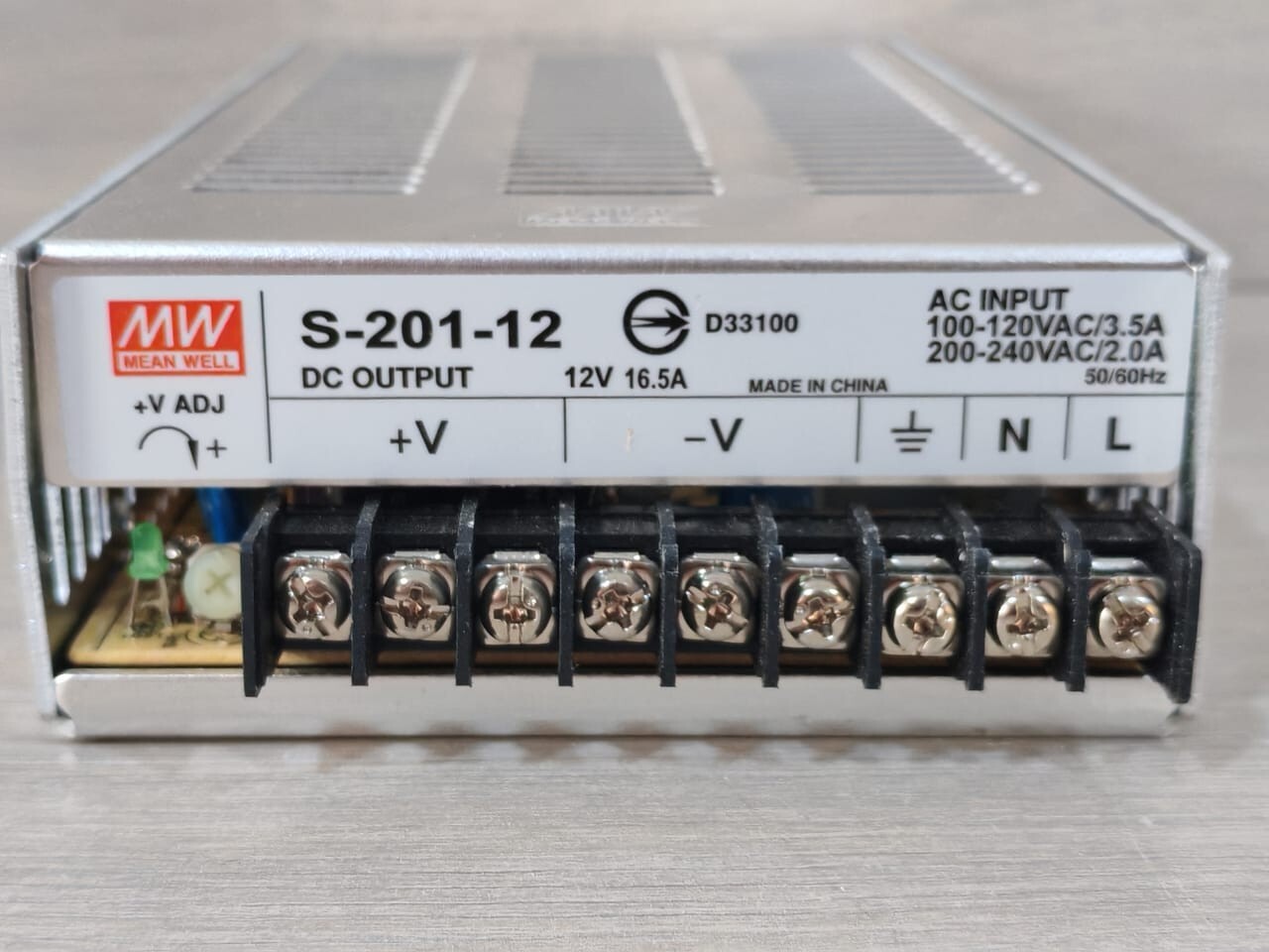 MEAN WELL S-201-12 MEAN WELL S-201-12 12V 16.5A 100-120VAC/3.5A POWER SUPPLY 2