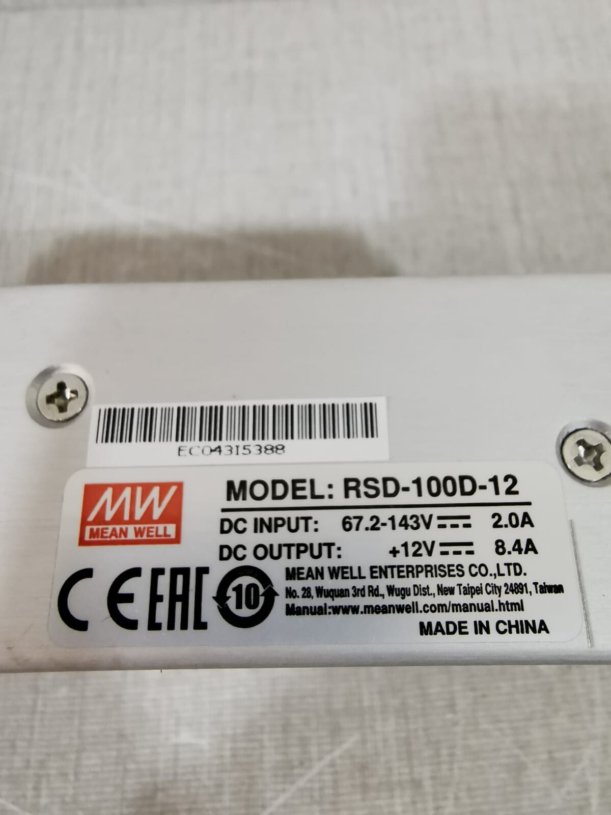 MEAN WELL RSD-100D-12 Mean Well RSD-100D-12 67.2-143V-2.0A CONVERTER 2