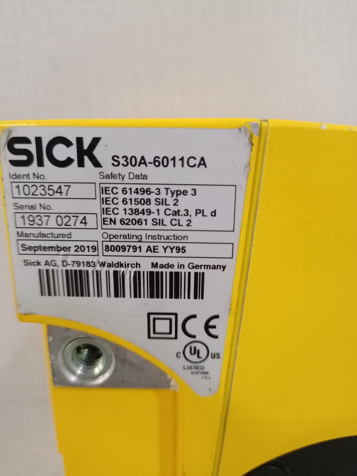 SICK S30A-6011CA SICK S30A-6011CA 1023547 LASER SCANNER 3
