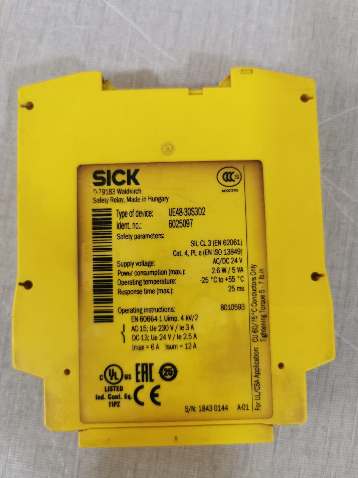 SICK UE48-30S3D2 SICK UE48-30S3D2 6025097 Safety Relay 3