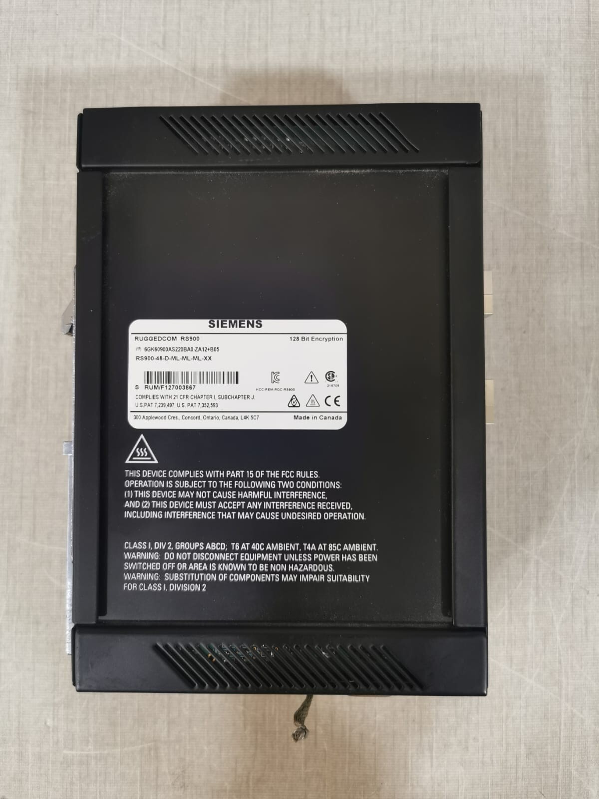 Siemens RS900-48-D-ML-ML-XX Siemens 6GK60900AS220BA0-ZA12+B05 RUGGECOM RS900-48-D-ML-ML-XX 3