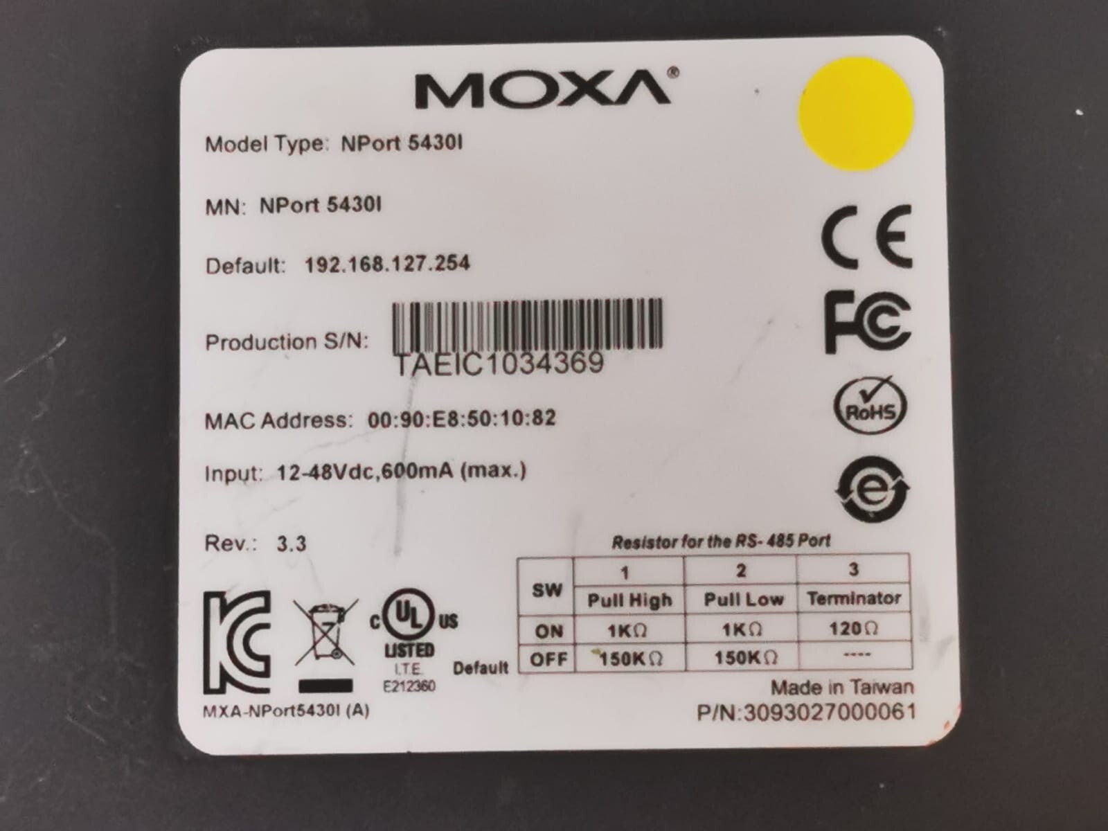 Moxa NPORT-54301 MOXA NPort 54301 RS-422/485 Serial Device Server 2