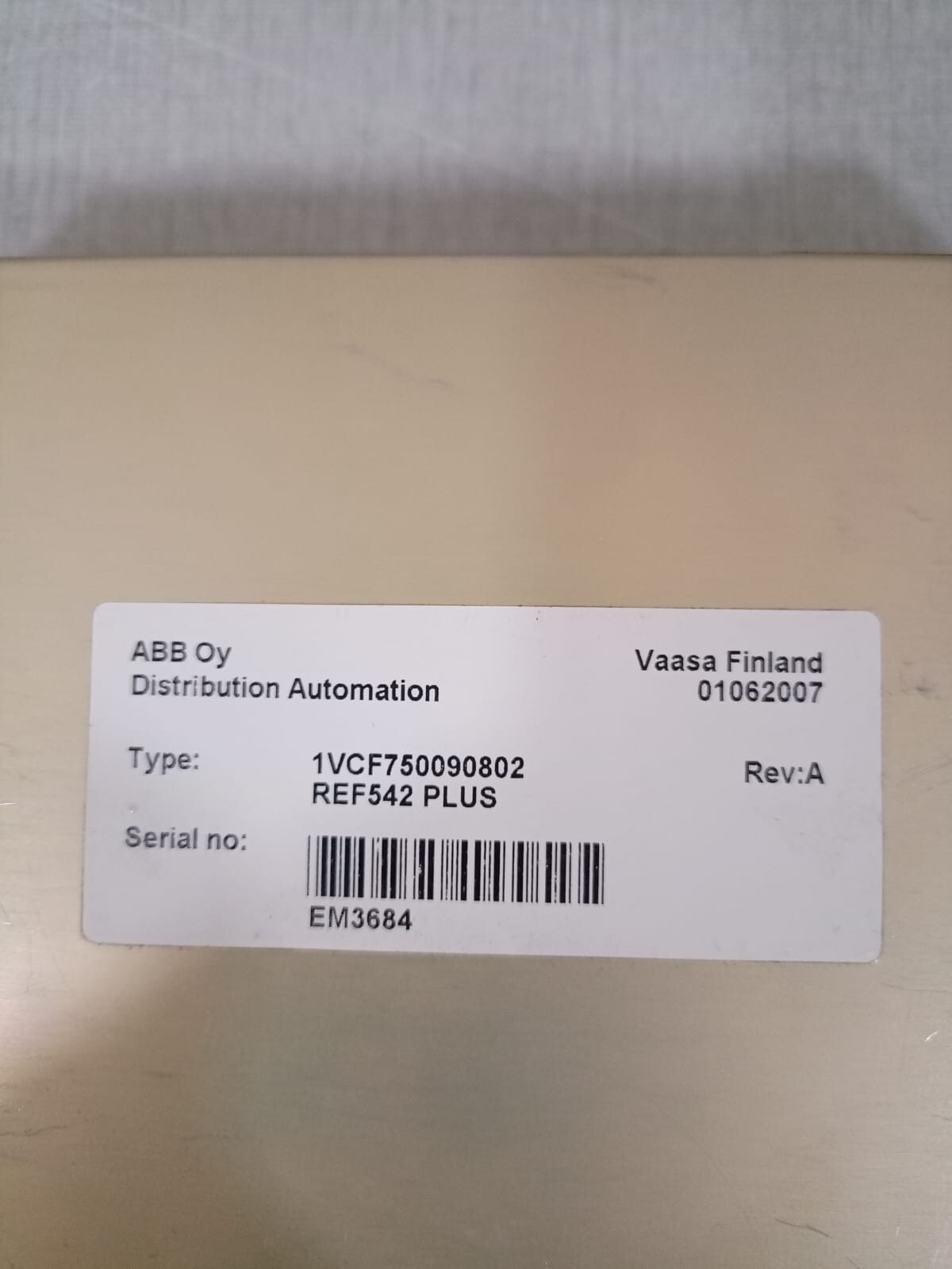 ABB REF542PLUS ABB REF542PLUS 1VCF750090802 REV A AUTOMATION MACHINE TERMINAL 3