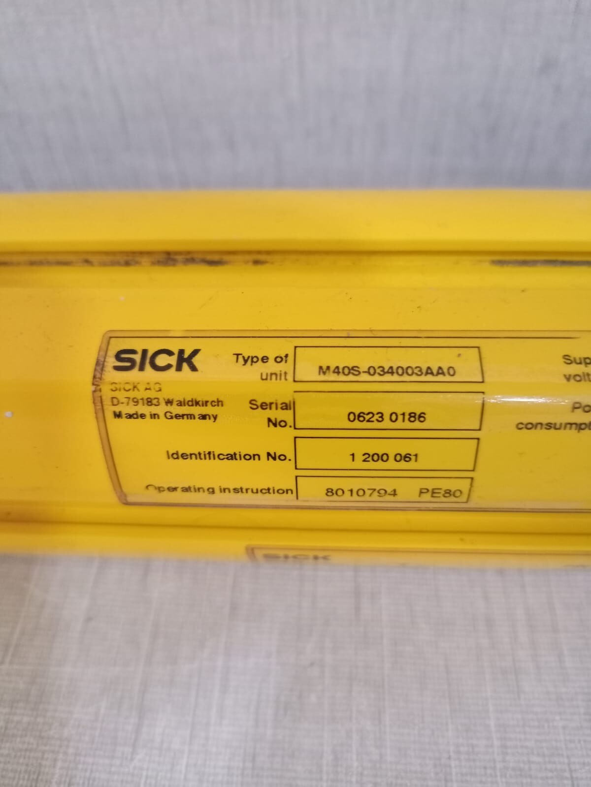 SICK M40S-034003AA0 SICK M4000 Advanced Beam Light Barrier Receiver M40S-034003AA0 ID 1 200 061 2