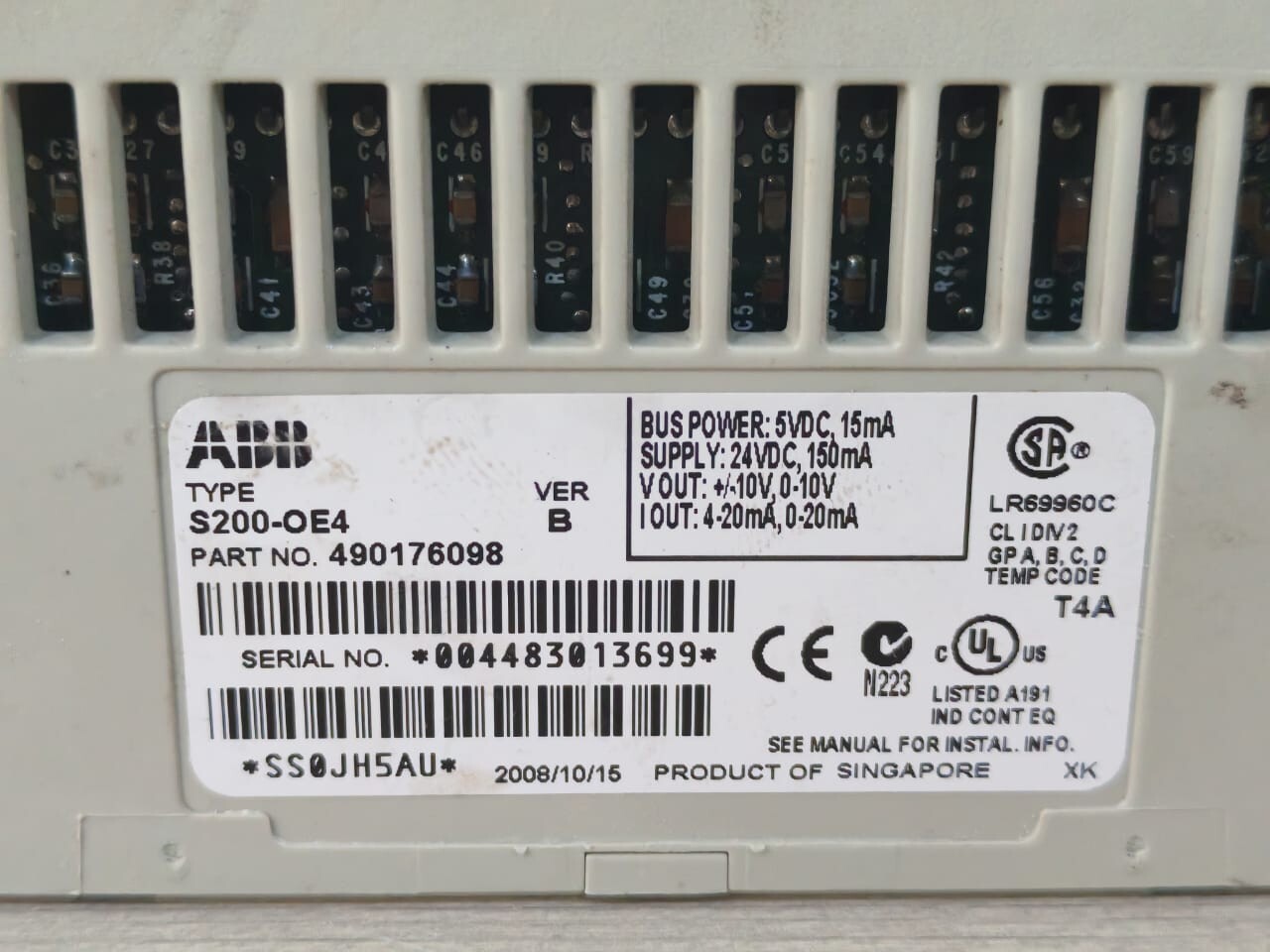 ABB S200-OE4 & S200-TB3 ABB S200-OE4 VER B & ALFA LAVAL S200-TB3 VER A ANALOG OUTPUT 4 CHANNEL 6