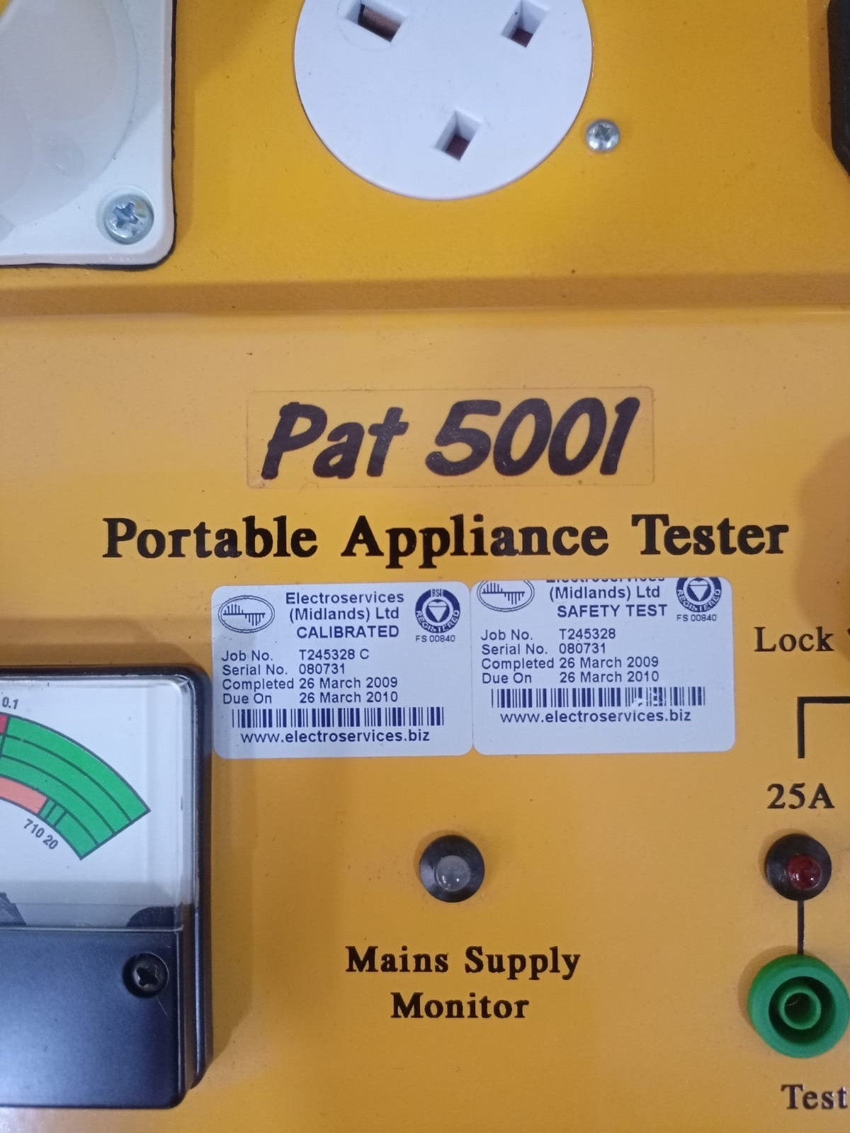 UNKNOWN PAT 5001 PAT 5001 Portable Appliance Tester 230VAC 50Hz 250VA 3
