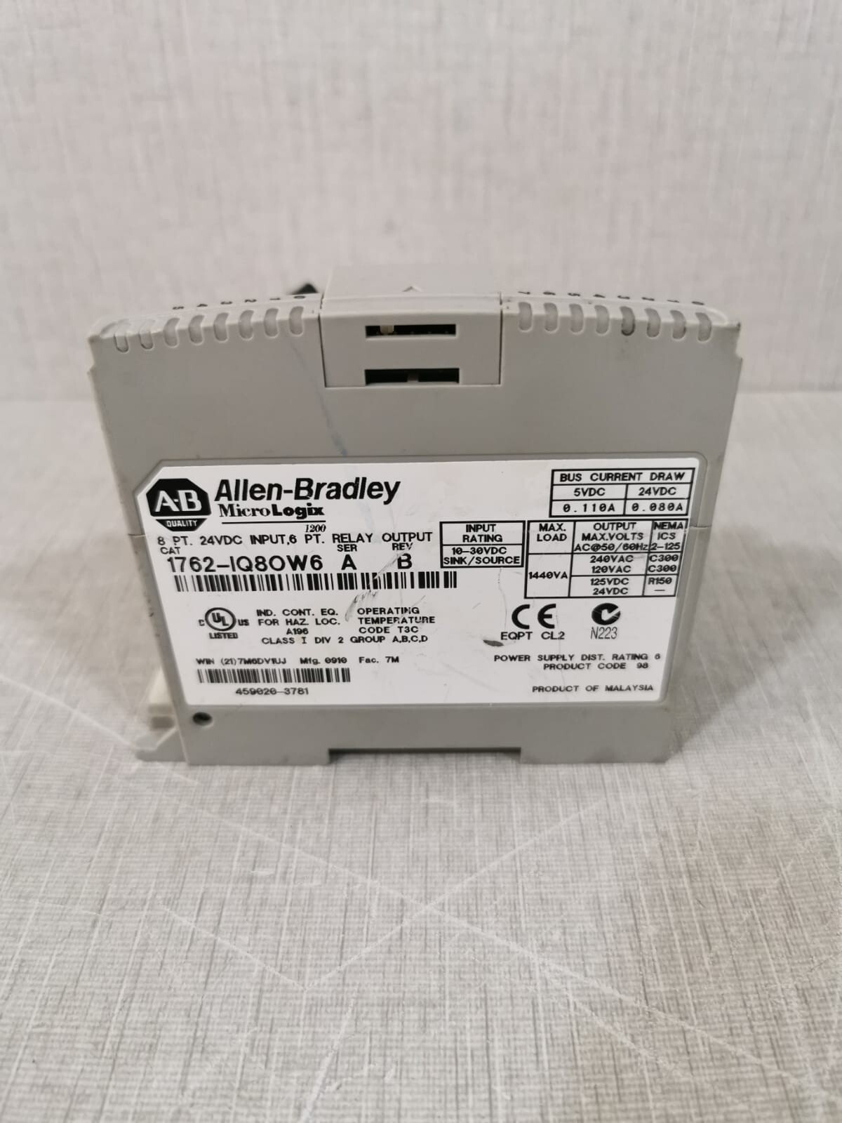 Allen-Bradley 1762-IQ8OW6 Allen Bradley 1762-IQ8OW6 MicroLogix Input Relay 4