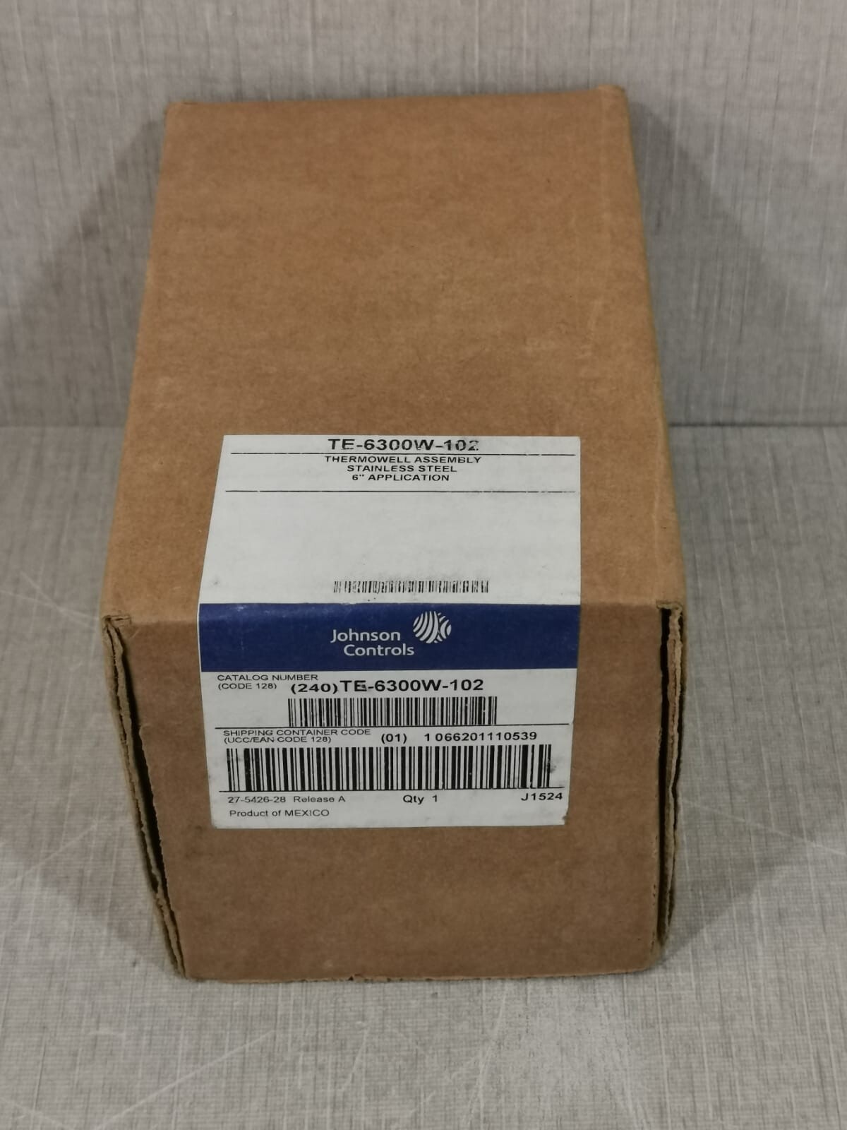Johnson Controls TE-6300W-102 Johnson Controls TE-6300W-102 J1524 6" Thermowell Assembly Stainless Steel 9