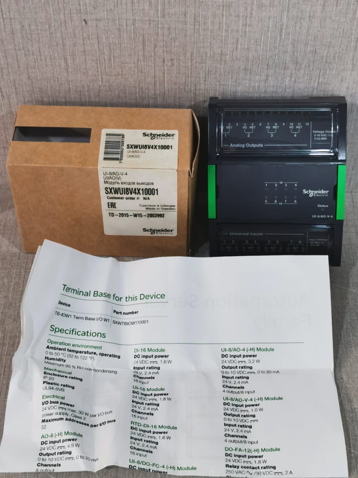 Schneider Electric SXWUI8V4X10001 Schneider Electric UI-8/AO-V-4 SXWUI8V4X10001 I/O Module [OTHERS] 2
