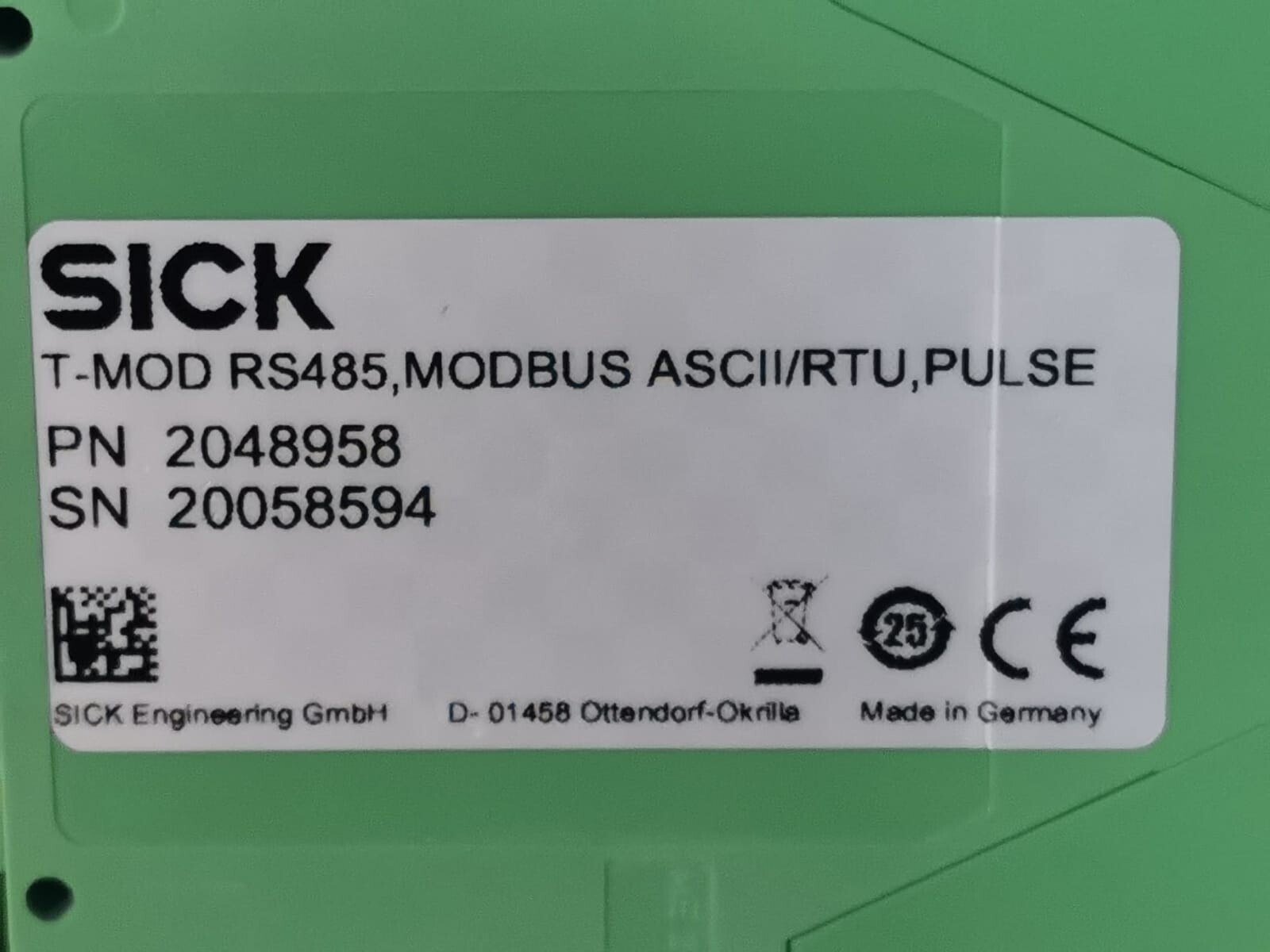 SICK 2048958 SICK MCU INTERFACE MODULE 2048958 T-MOD RS485 MODBUS ASCII/RTU, PULSE 3