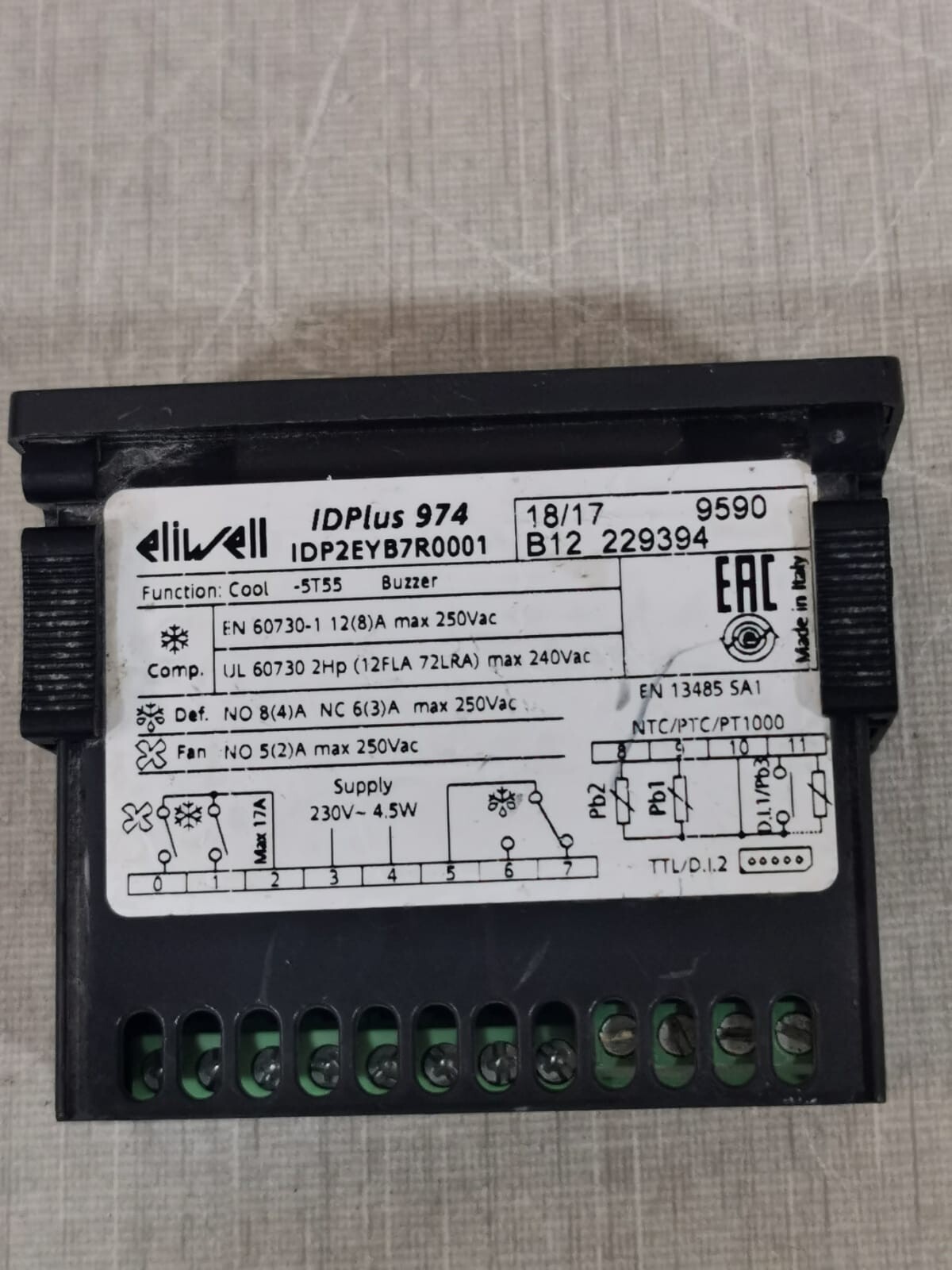 ELIWELL IDP2EYB7R0001 ELIWELL IDPlus 974 IDP2EYB7R0001 ELECTRONIC CONTROLLER 250V 6