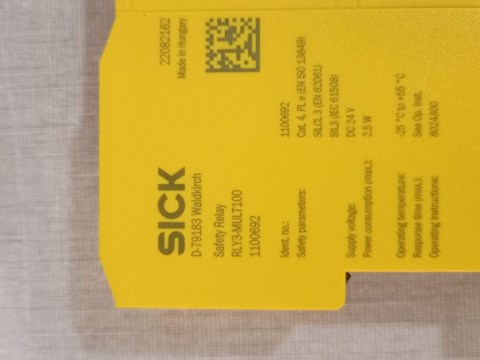 sick RLY3-MULT100 SICK Safety Relay RLY3-MULT100 1100692- MISSING TERMINAL CONNECTOR 3