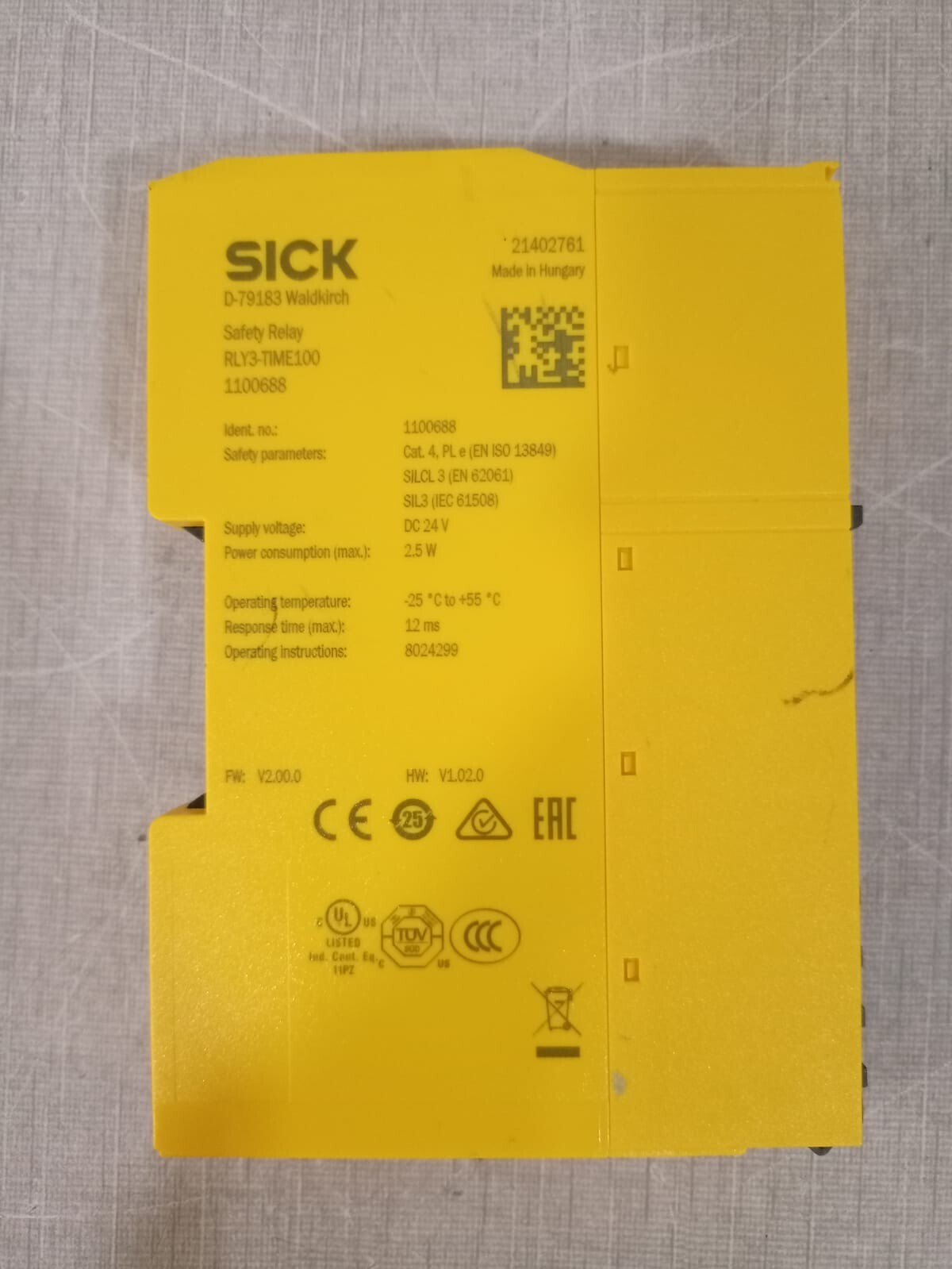 SICK RLY3-TIME100 SICK RLY3-TIME100 Safety Relay 1100688 4