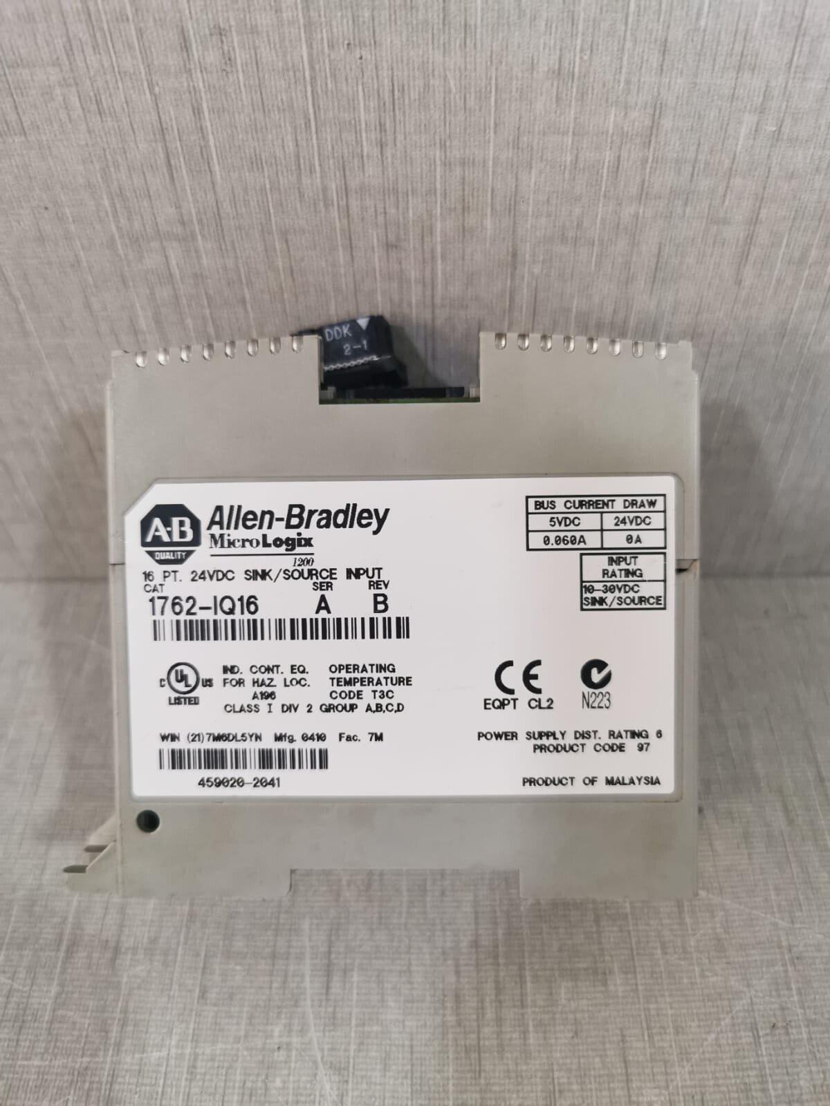 Rockwell Automation 1762-IQ16 Allen Bradley 1762-IQ16 MicroLogix Input Module SER A REV B 7